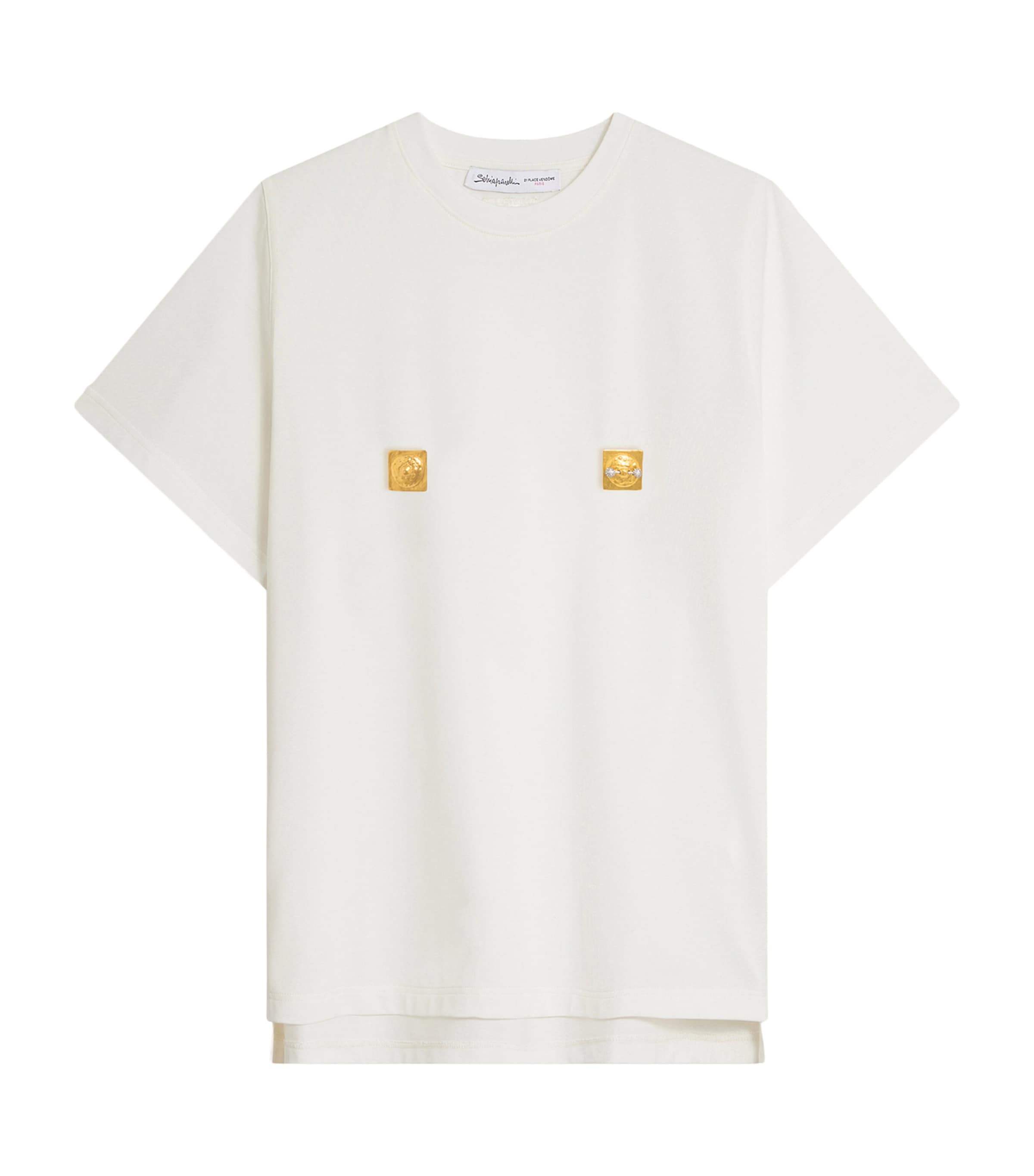Schiaparelli Womens Cotton Nipple T-Shirt White