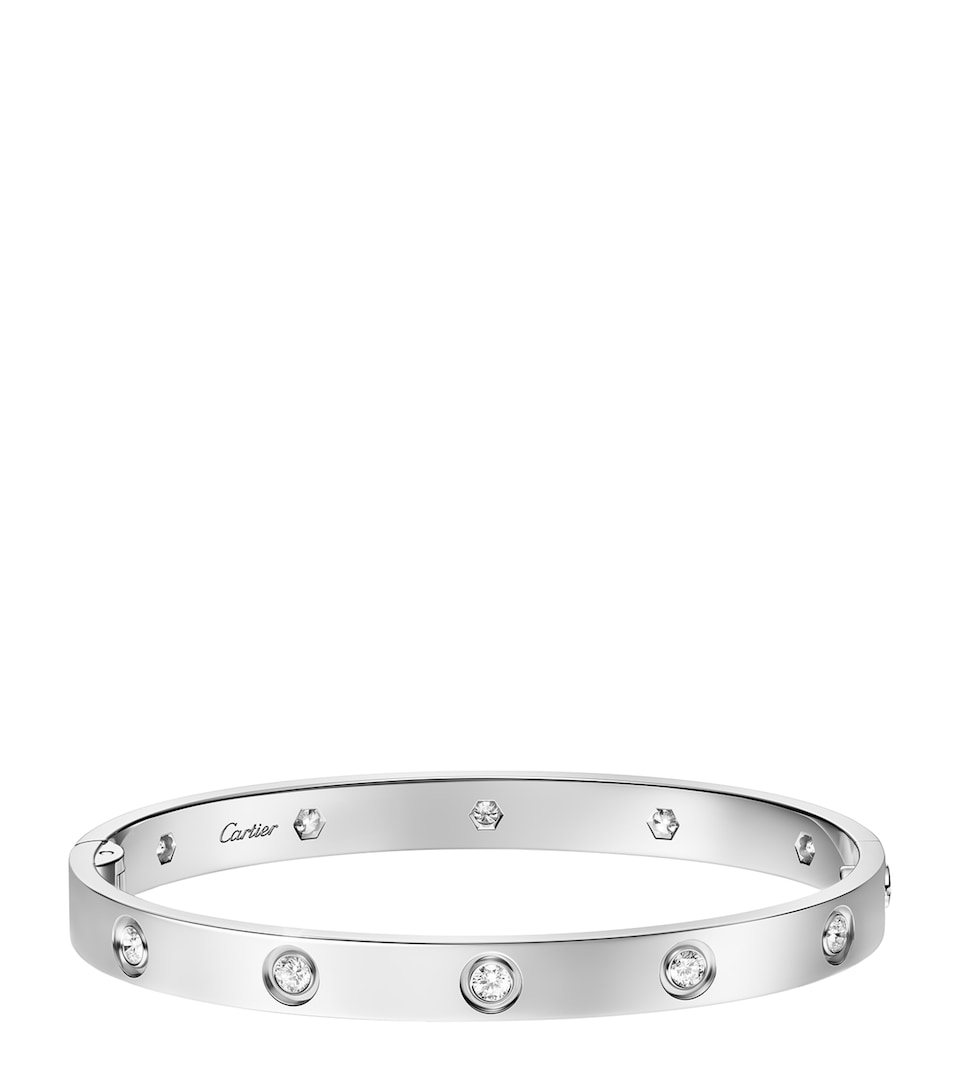 White Gold and Diamond LOVE Bangle