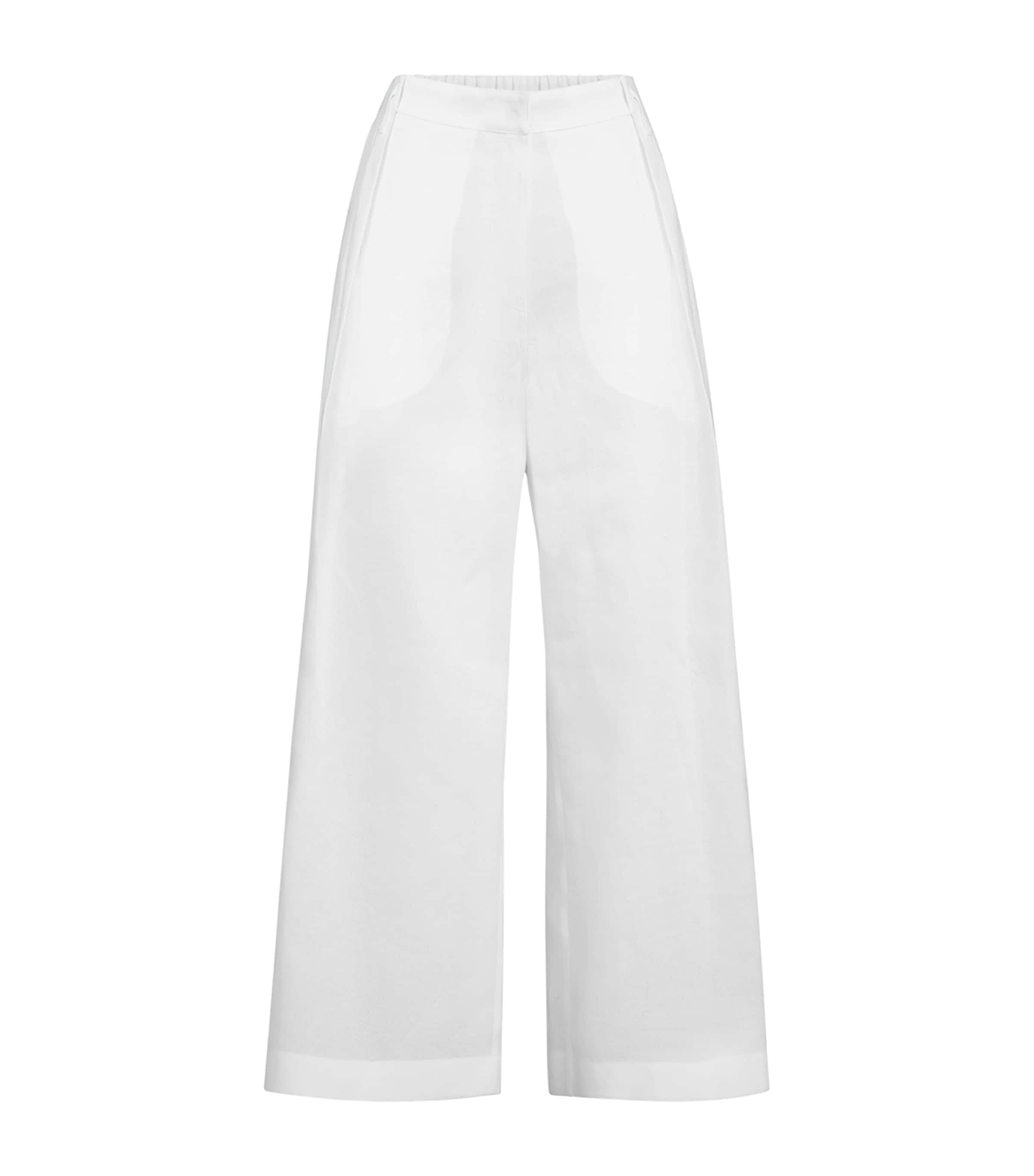 Brunello Cucinelli Womens Cotton Pleated Wide-Leg Trousers