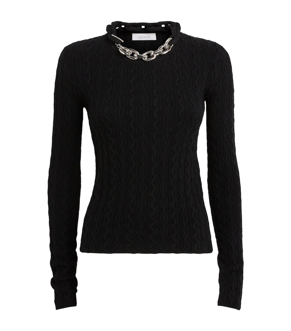 Wool-Blend Embellished Top
