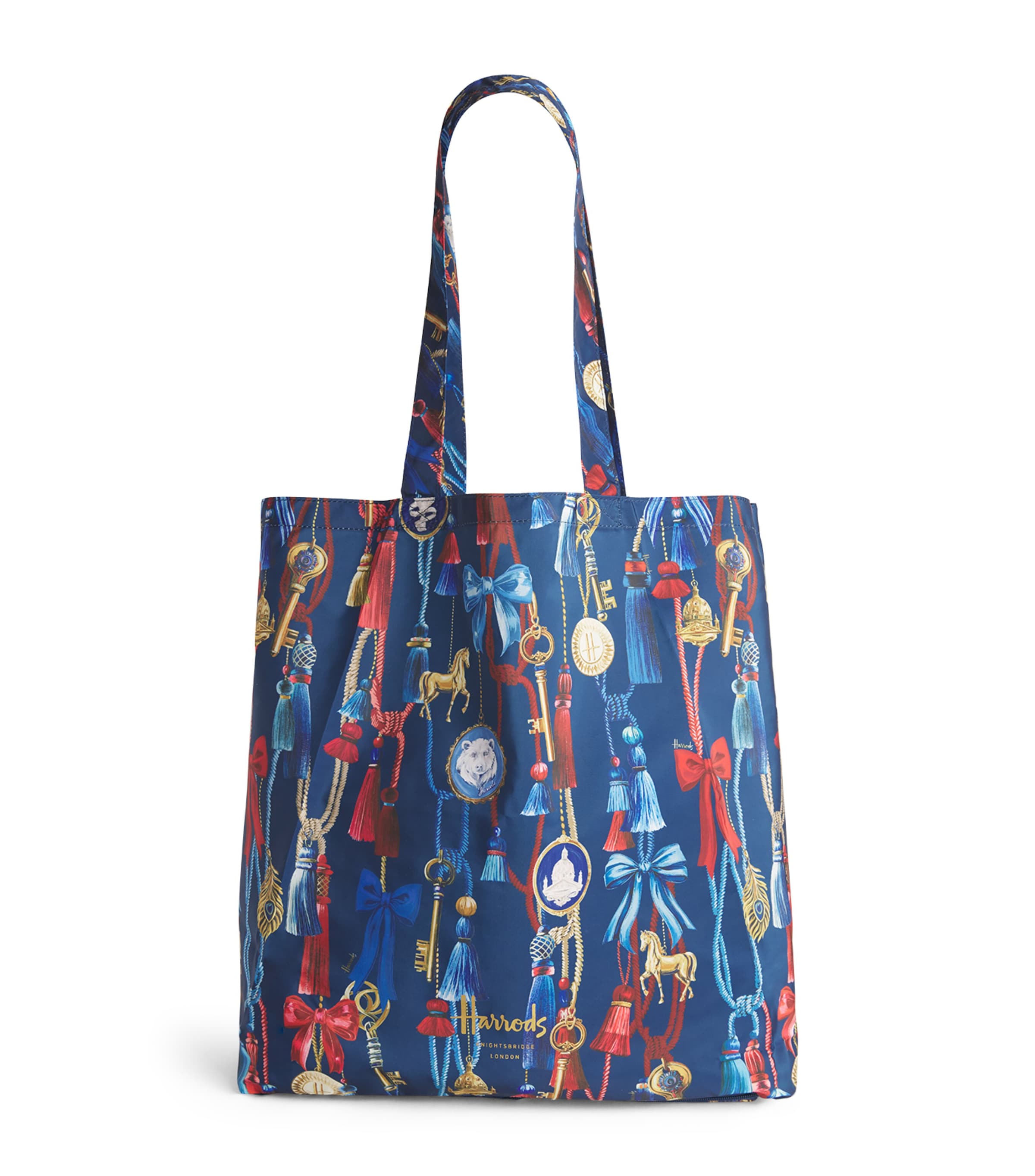 Harrods Tassels Pocket Shopper Bag Navy