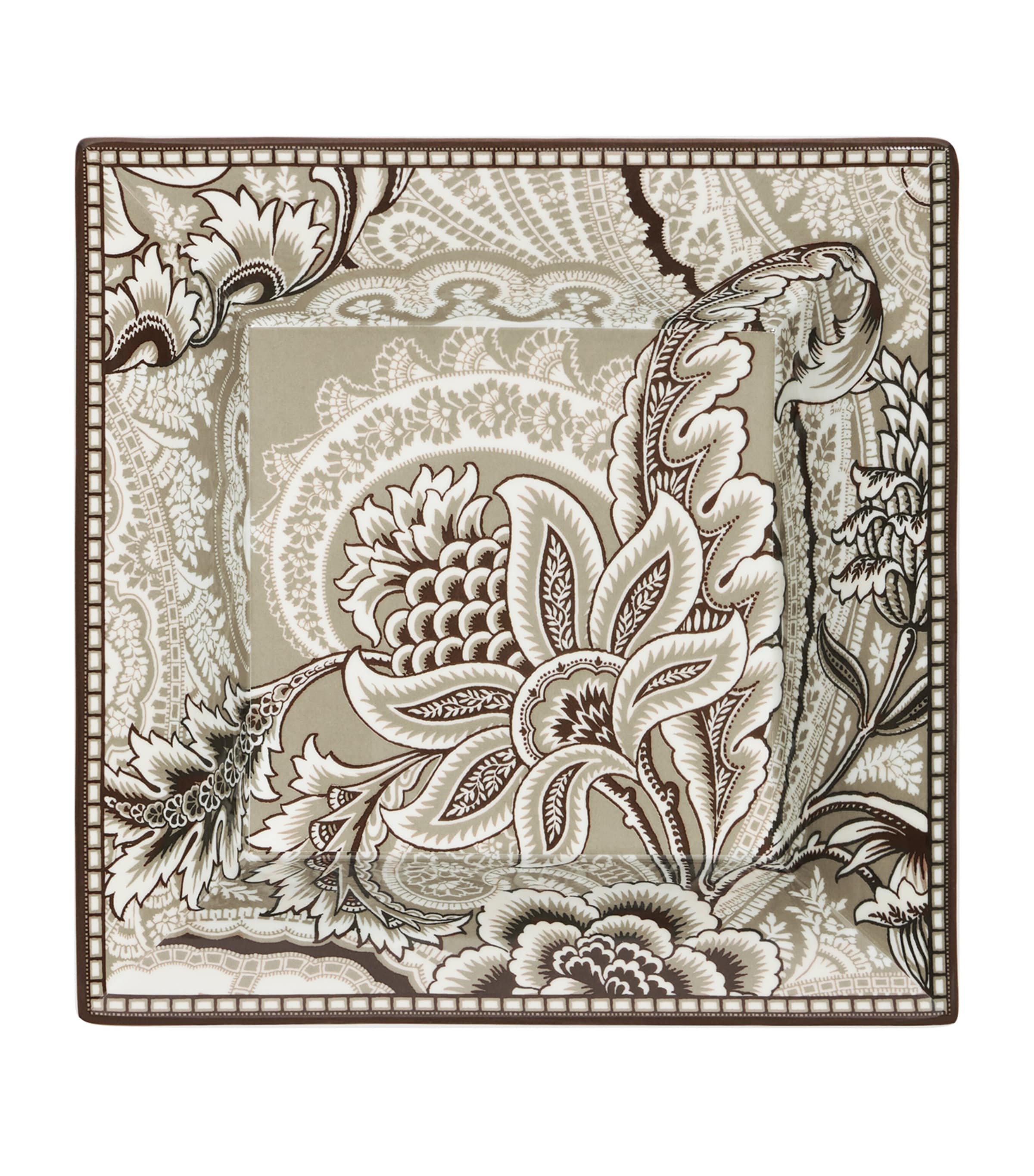 Etro Porcelain Bloom Tray (24cm x 24cm) Khaki