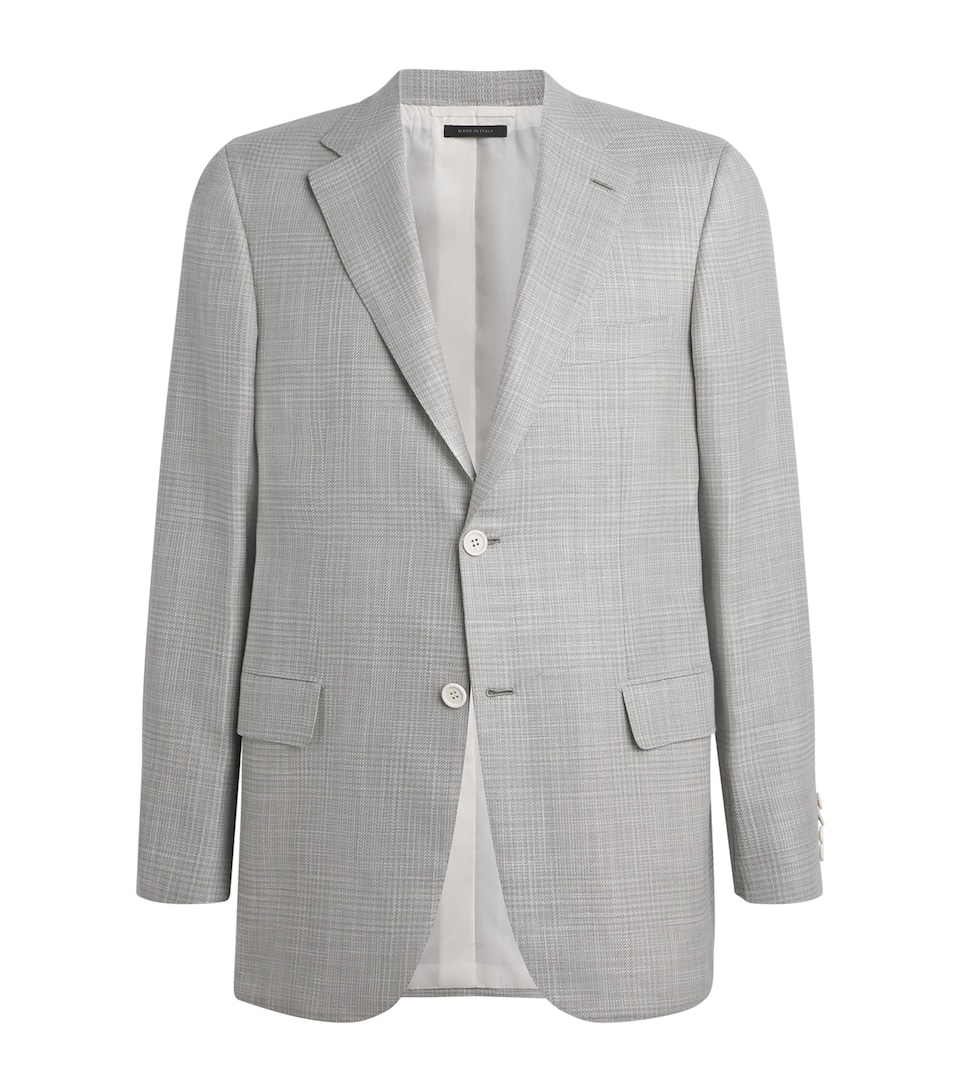 Wool-Silk Check Ravello Blazer