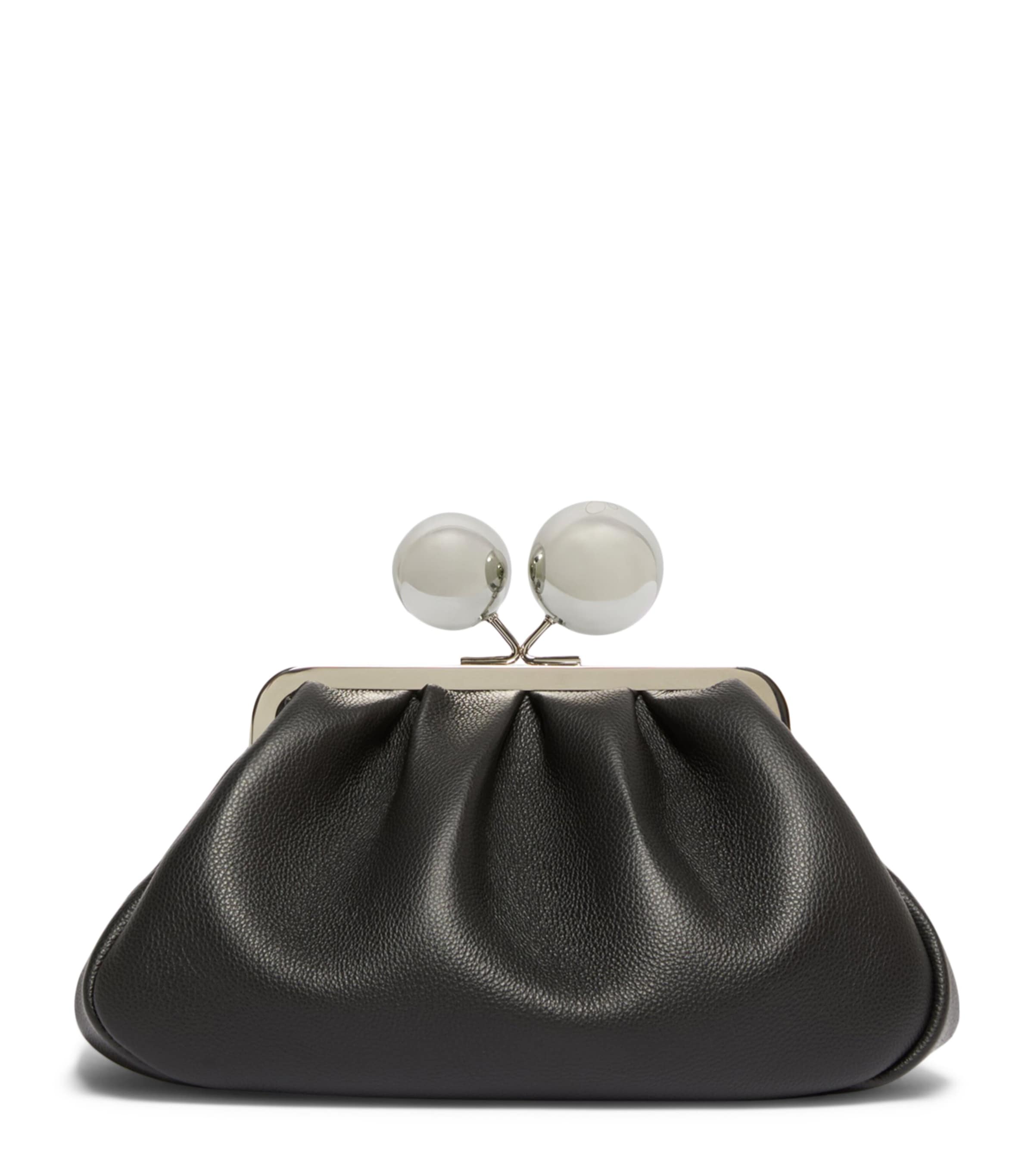 Weekend Max Mara Leather Pasticcino Clutch Bag Black