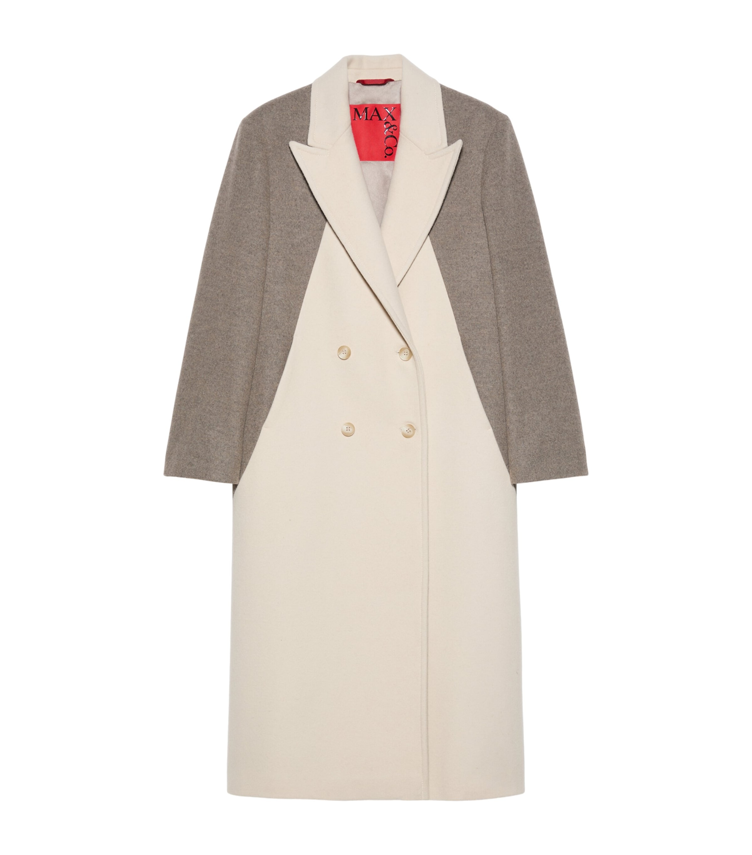 MAX&Co. Womens Contrast-Sleeve Coat Mother Of Pearl