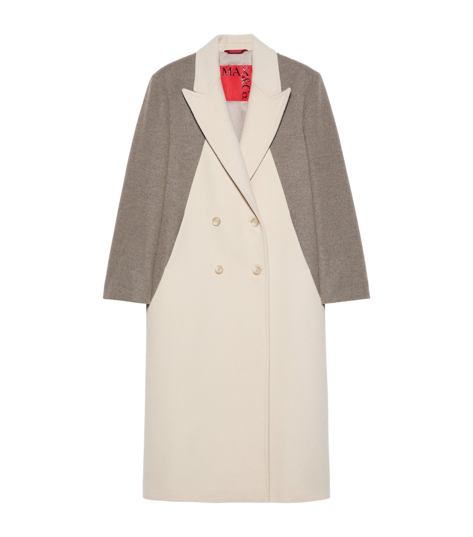 MAX&Co. Womens Contrast-Sleeve Coat Mother Of Pearl