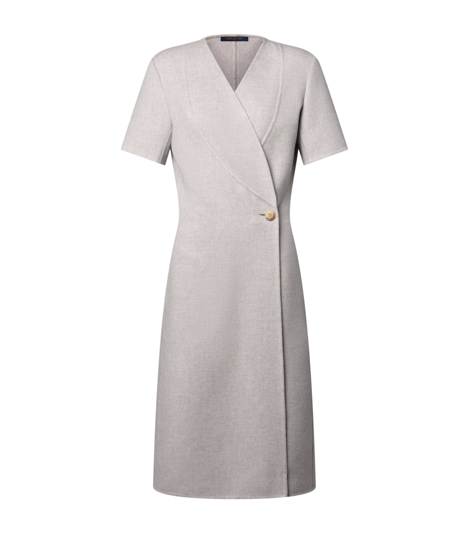LOUIS VUITTON Womens Cashmere Tailored Midi Dress Ivory