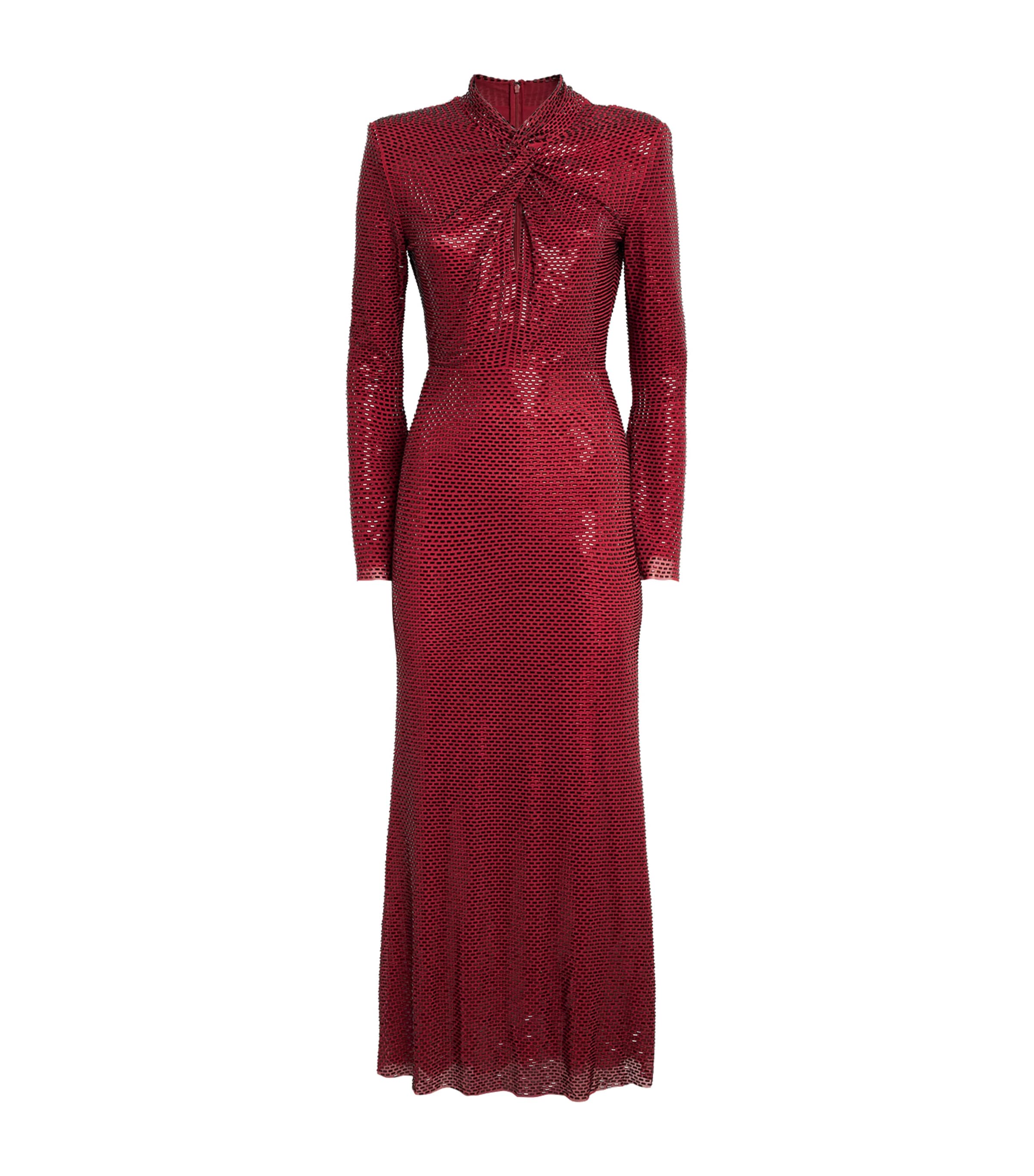 Self-Portrait Womens Embellished Twist Maxi Dress Burgundy