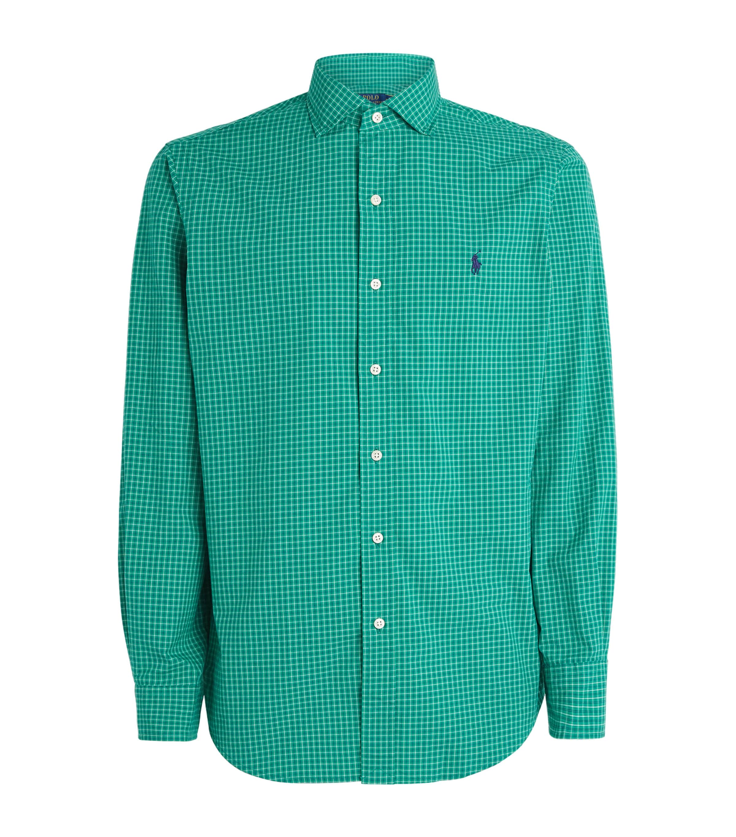 Polo Ralph Lauren Mens Cotton Poplin Check Polo Pony Shirt Ms Agt Wht Mlt