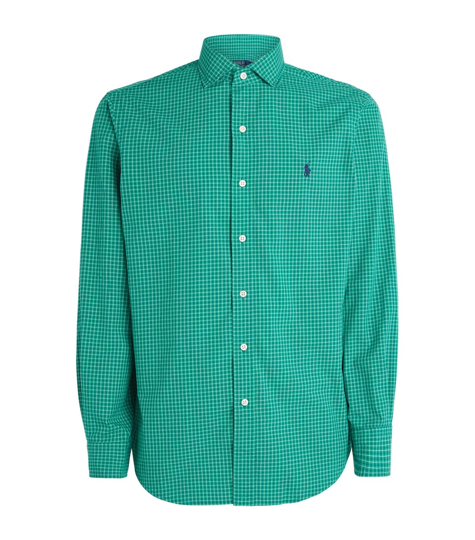 Polo Ralph Lauren Mens Cotton Poplin Check Polo Pony Shirt Ms Agt Wht Mlt