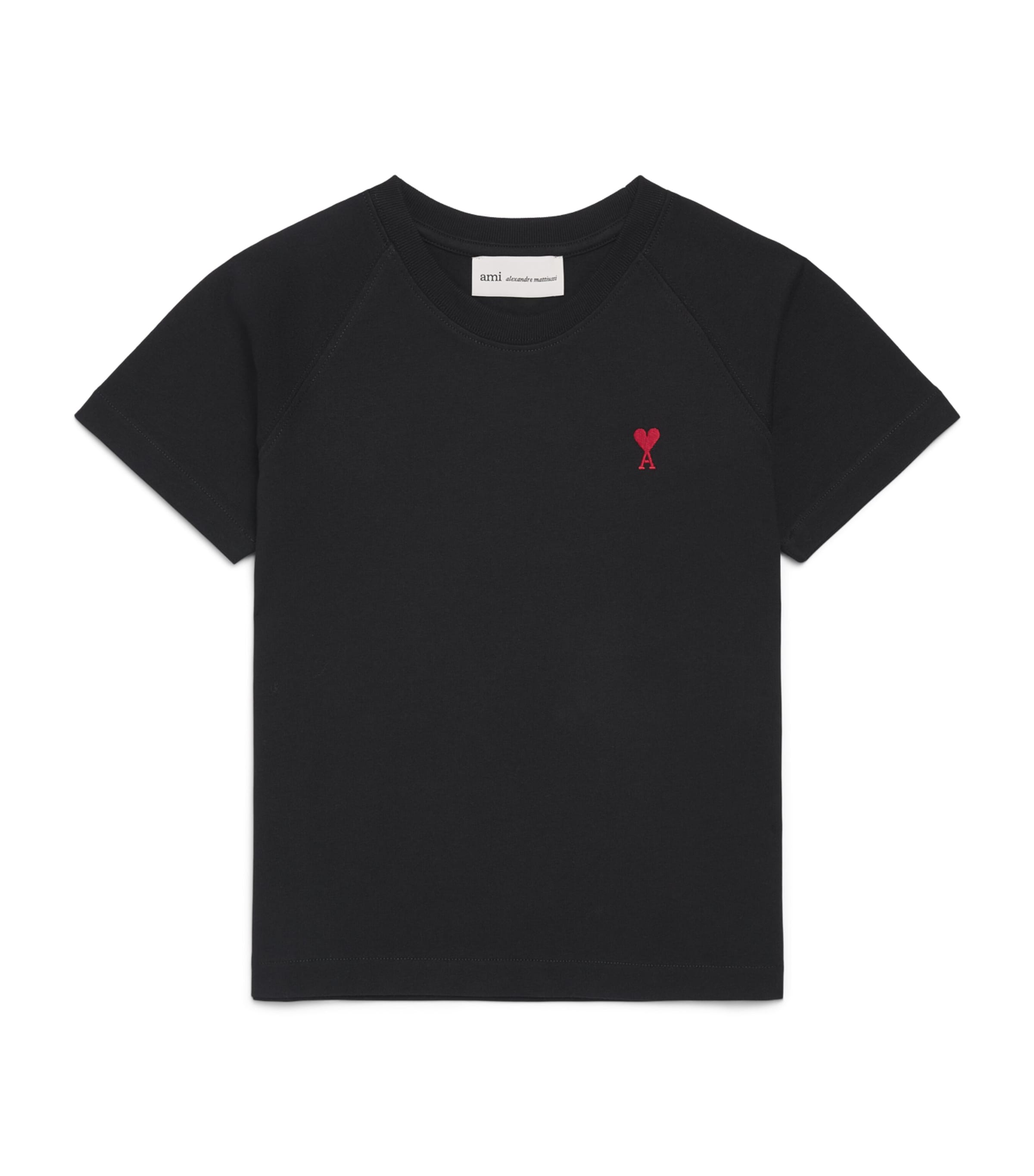 AMI Paris Cotton Ami de Coeur T-Shirt (4-12 Years) : Noir