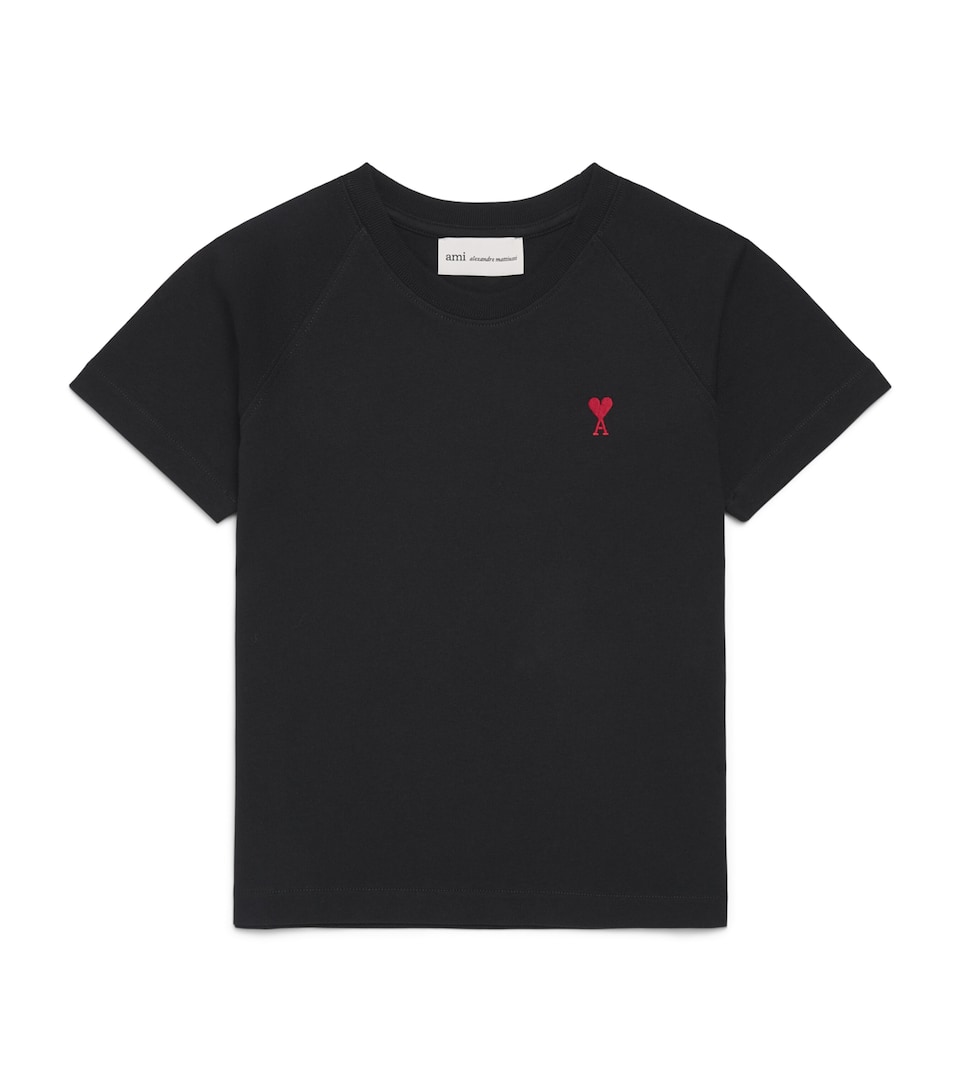 AMI Paris Cotton Ami de Coeur T-Shirt (4-12 Years) : Noir