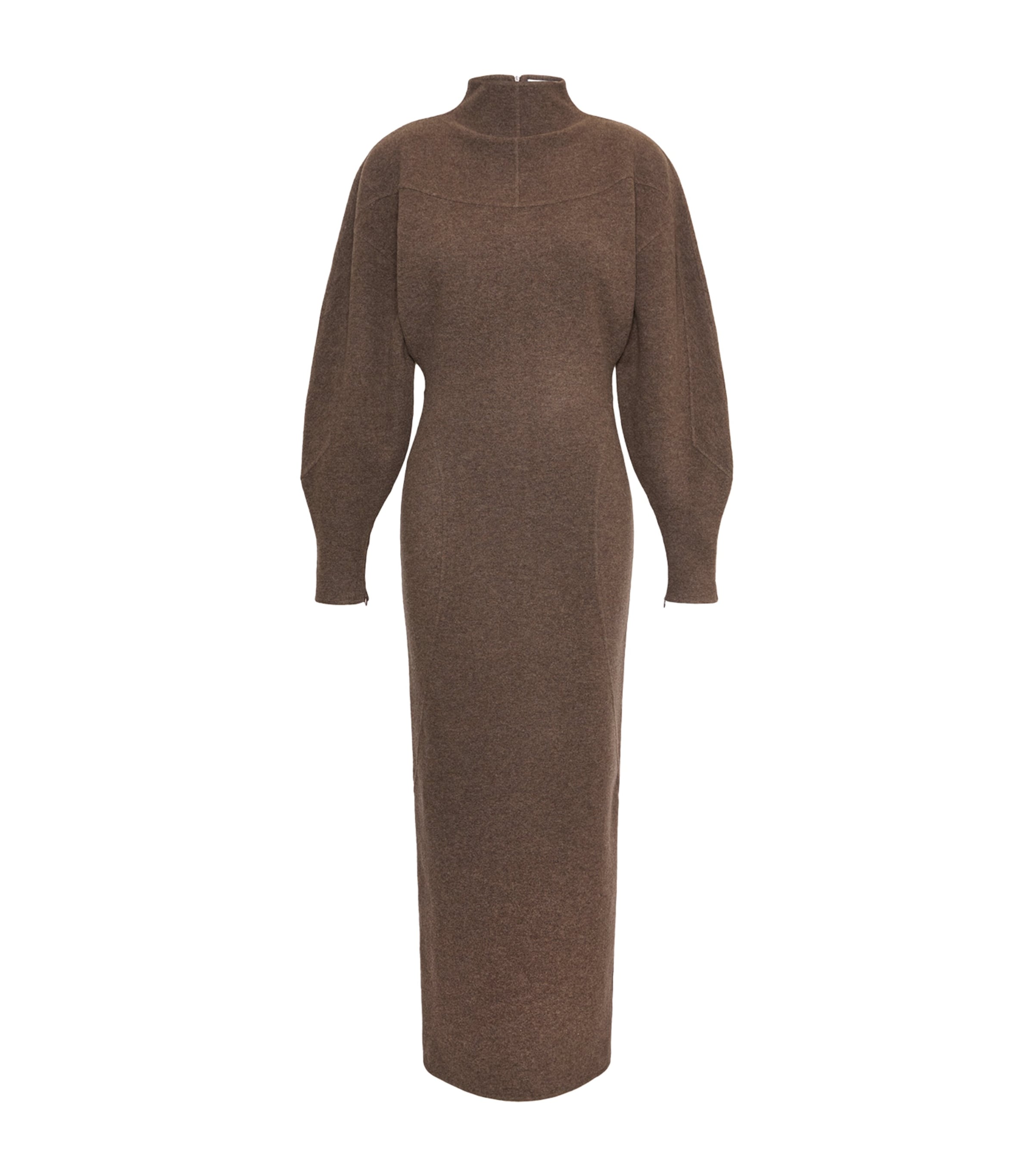 Max Mara Womens Wool-Blend High-Neck Maxi Dress Mud