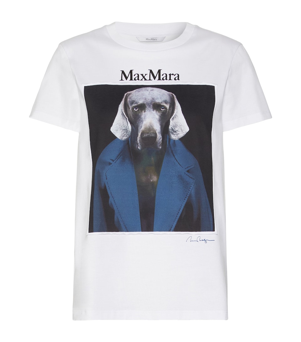 Max Mara Womens Dog Print T-Shirt White