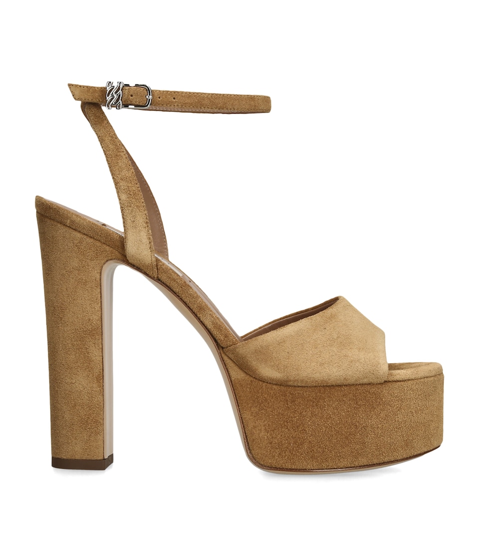 Casadei Suede Patty Platform Heels 130 Tan
