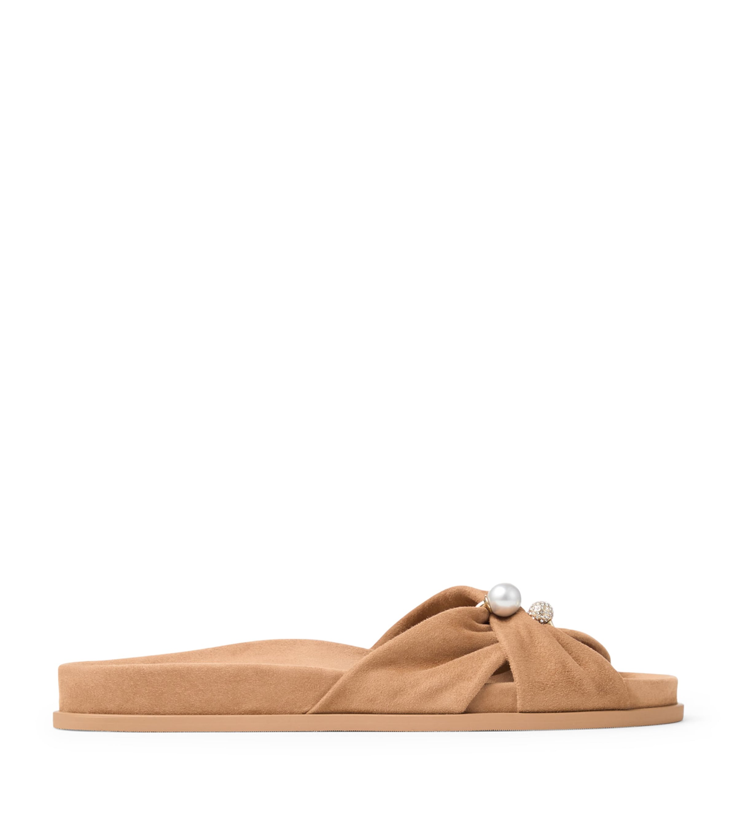 Jimmy Choo Rafi Leather Flat Sandals Toffee