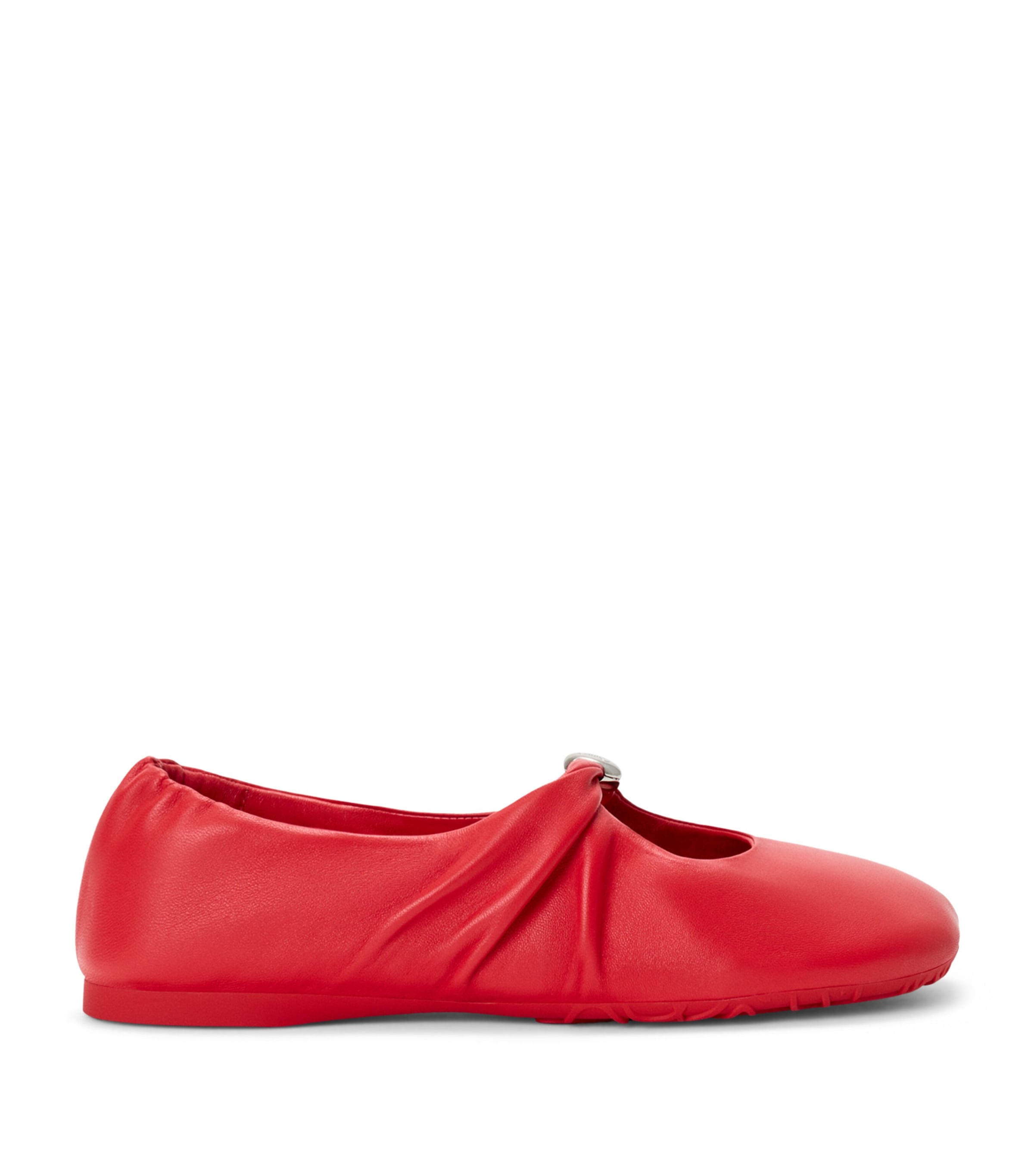 LOEWE Leather Pebble Soft Ballet Flats Red