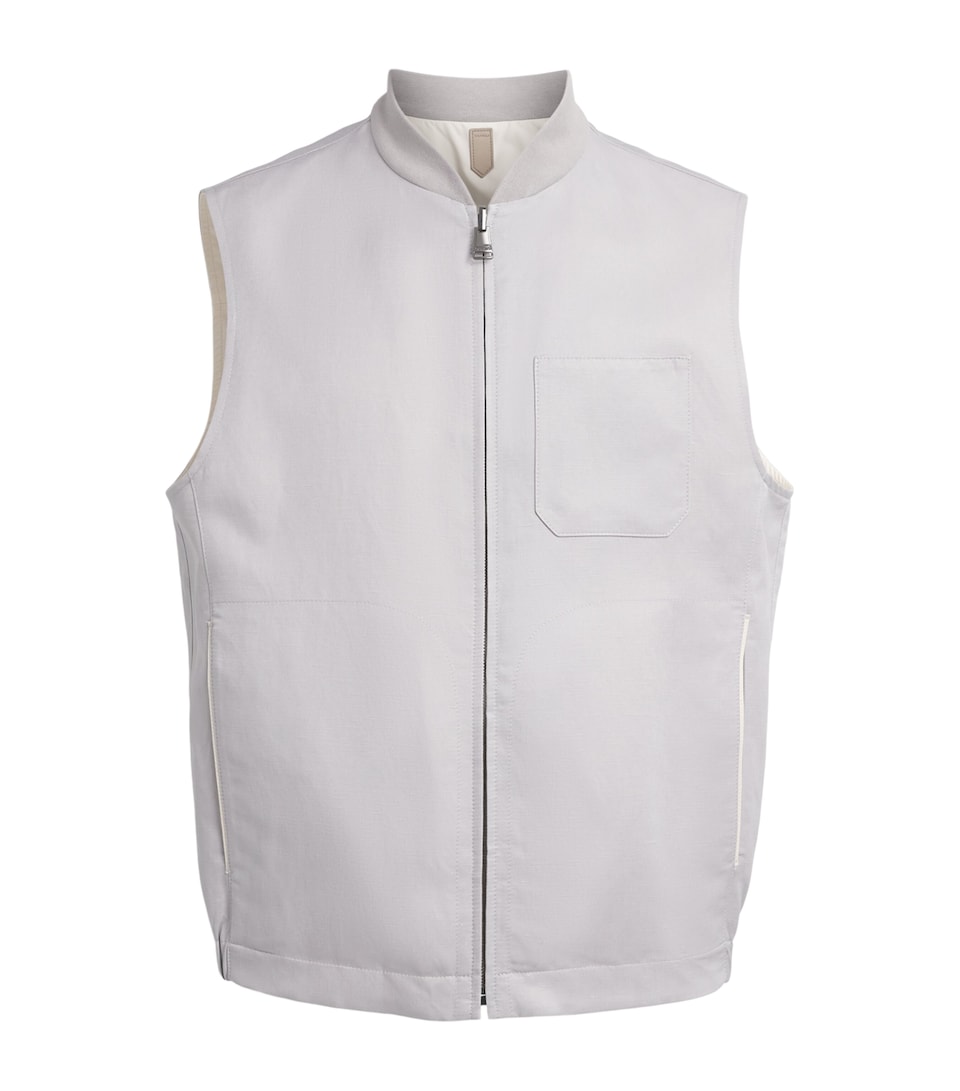 Canali Mens Linen-Silk Reversible Gilet