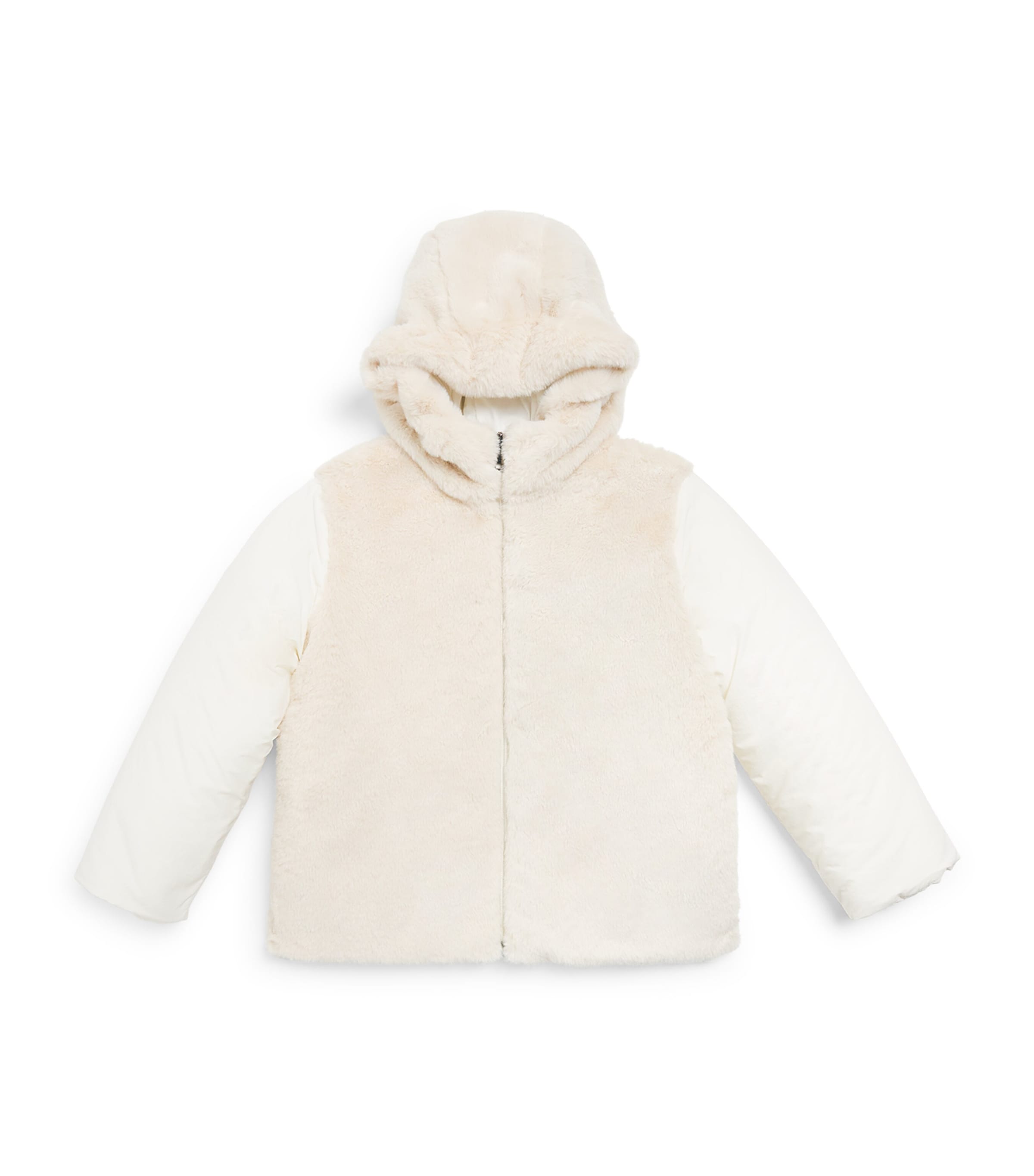 Il Gufo Faux Fur Padded Jacket (6 Months - 6 Years) Milk