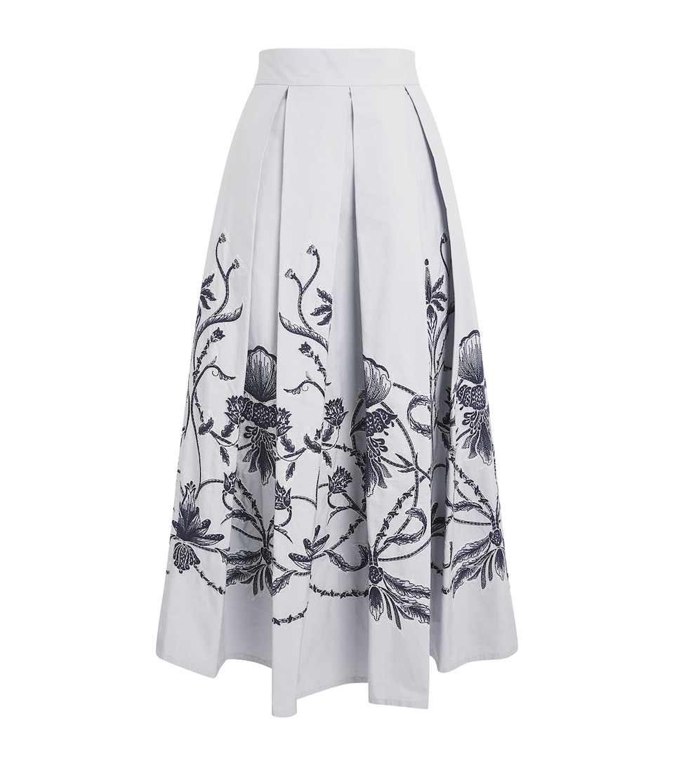 Eleventy Womens Cotton Embroidered Maxi Skirt Nuvola