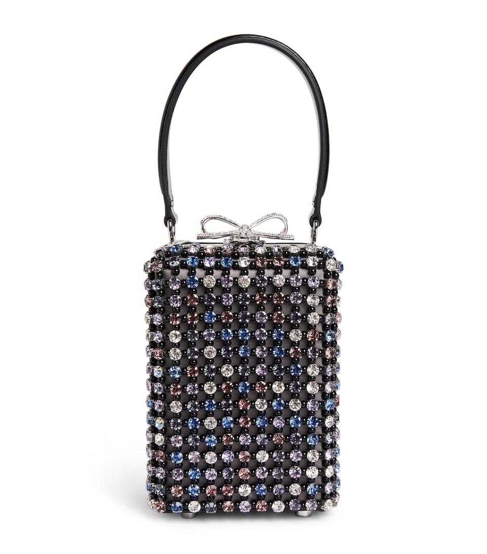 Mini Crystal-Embellished Top-Handle Bag