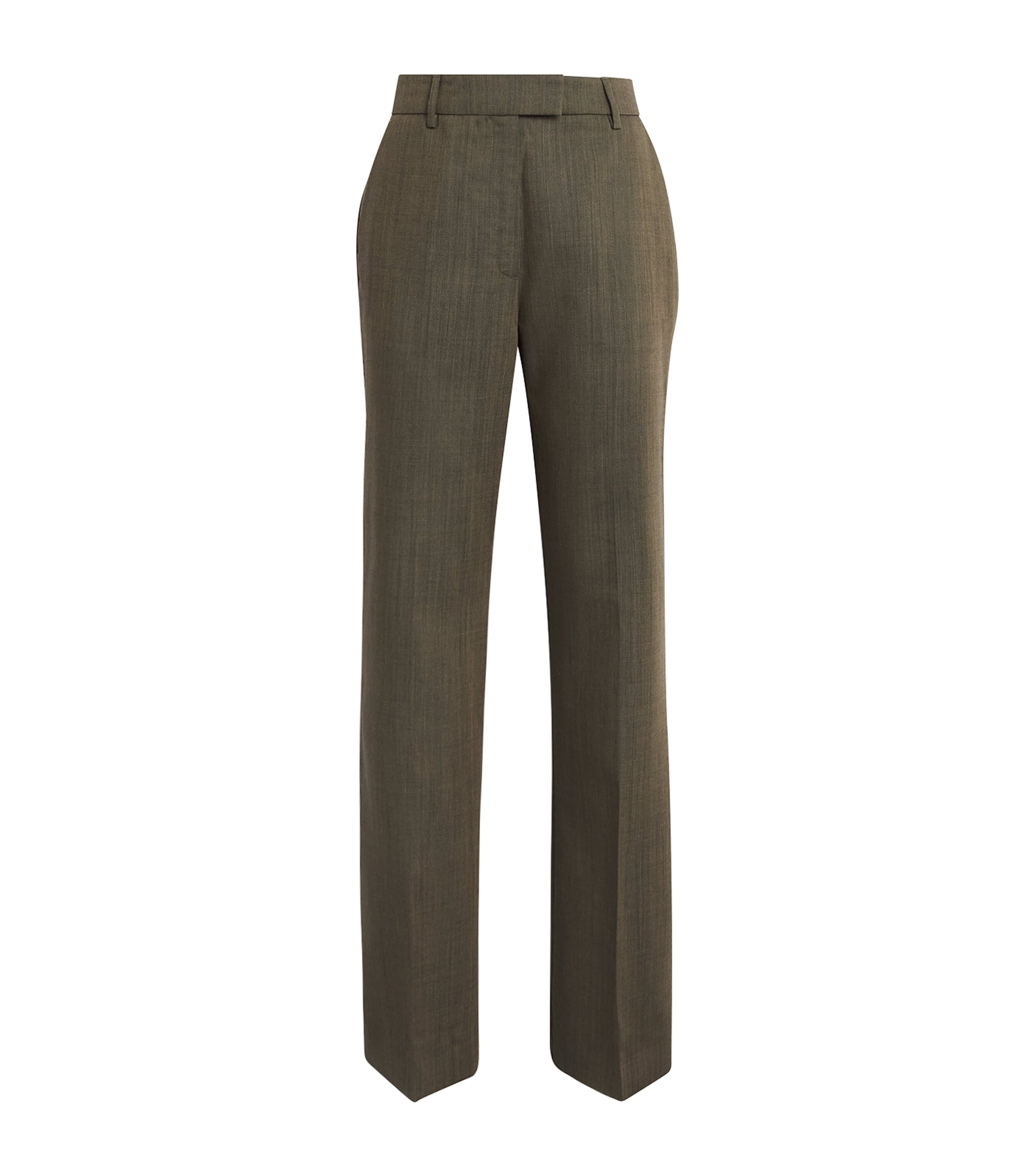 GANNI Womens Wool Straight Trousers Zxz Canteen