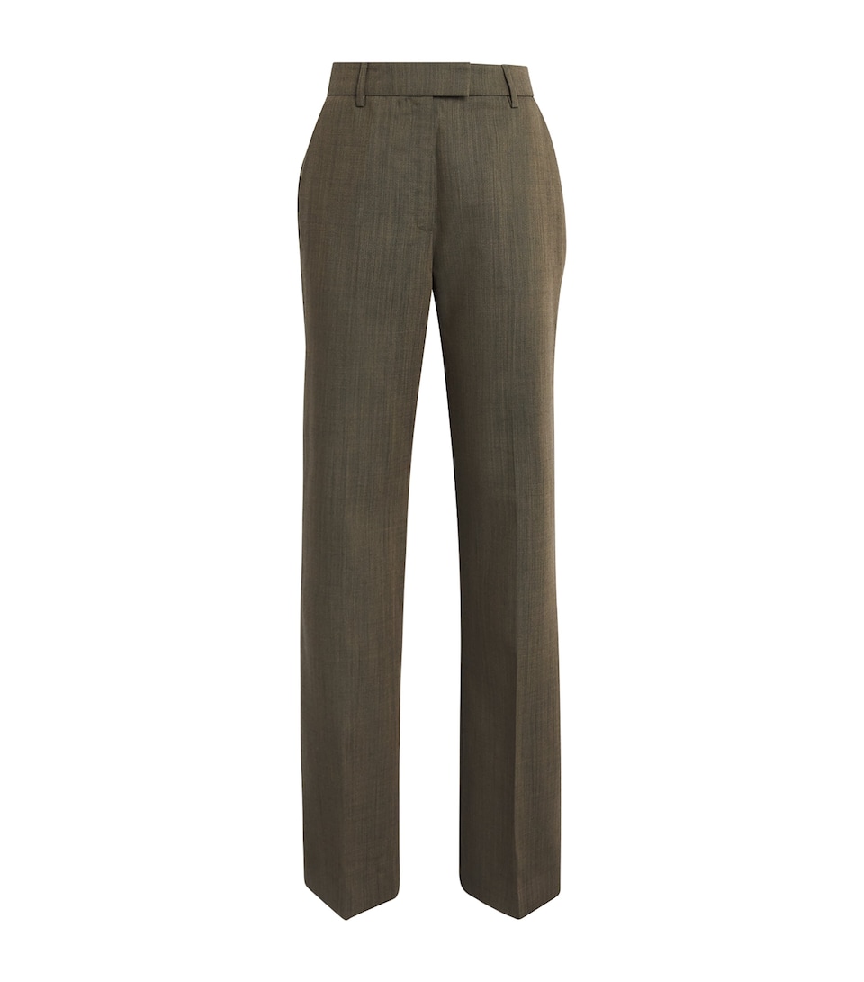 GANNI Womens Wool Straight Trousers Zxz Canteen