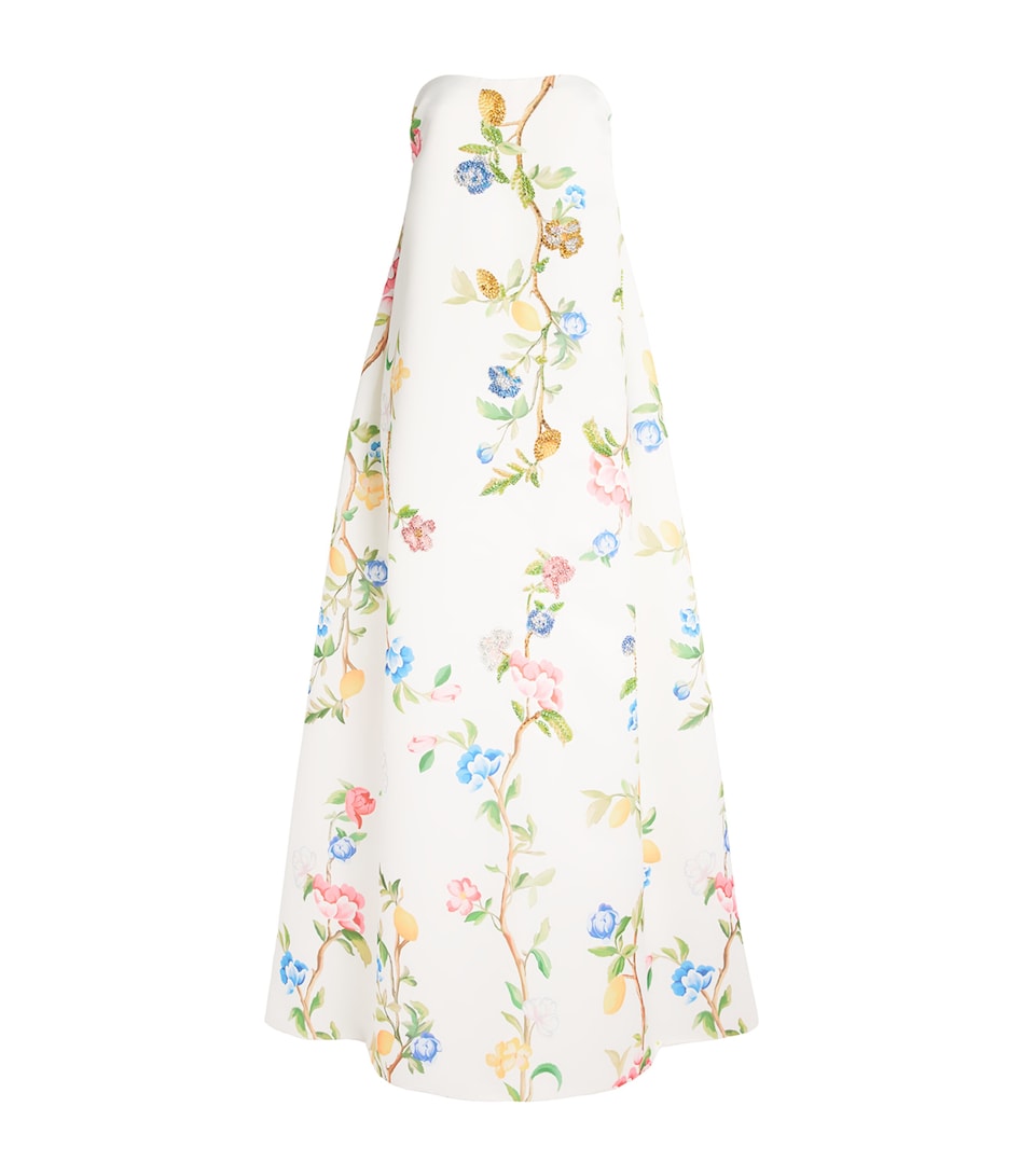 LEO LIN Womens Floral Embellished Phoebe Gown Lemon Vine Prnt Snow