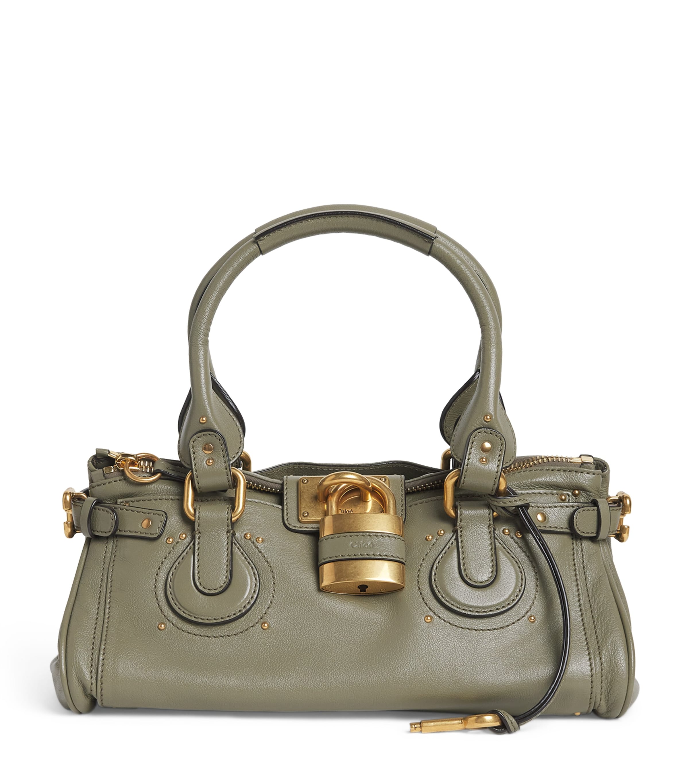 Chloé Leather Paddington Shoulder Bag Aloe Green