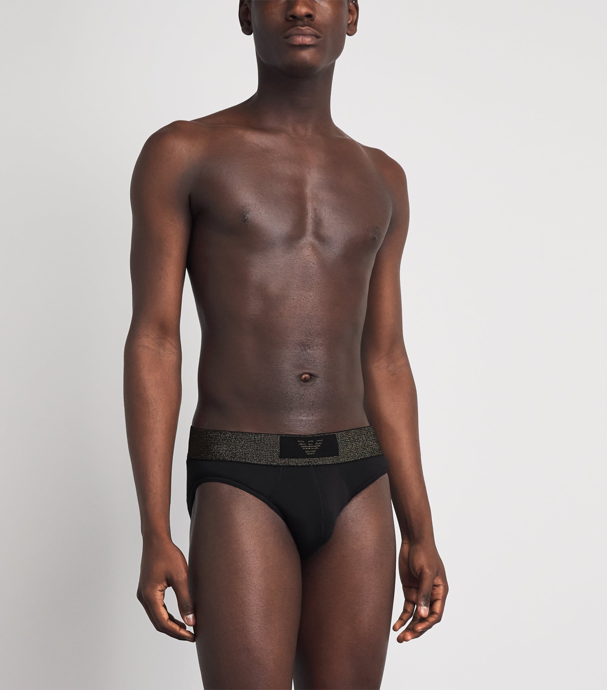 Emporio Armani Mens Stretch-Cotton Logo Boxer Briefs (Pack of 2) Black/bla