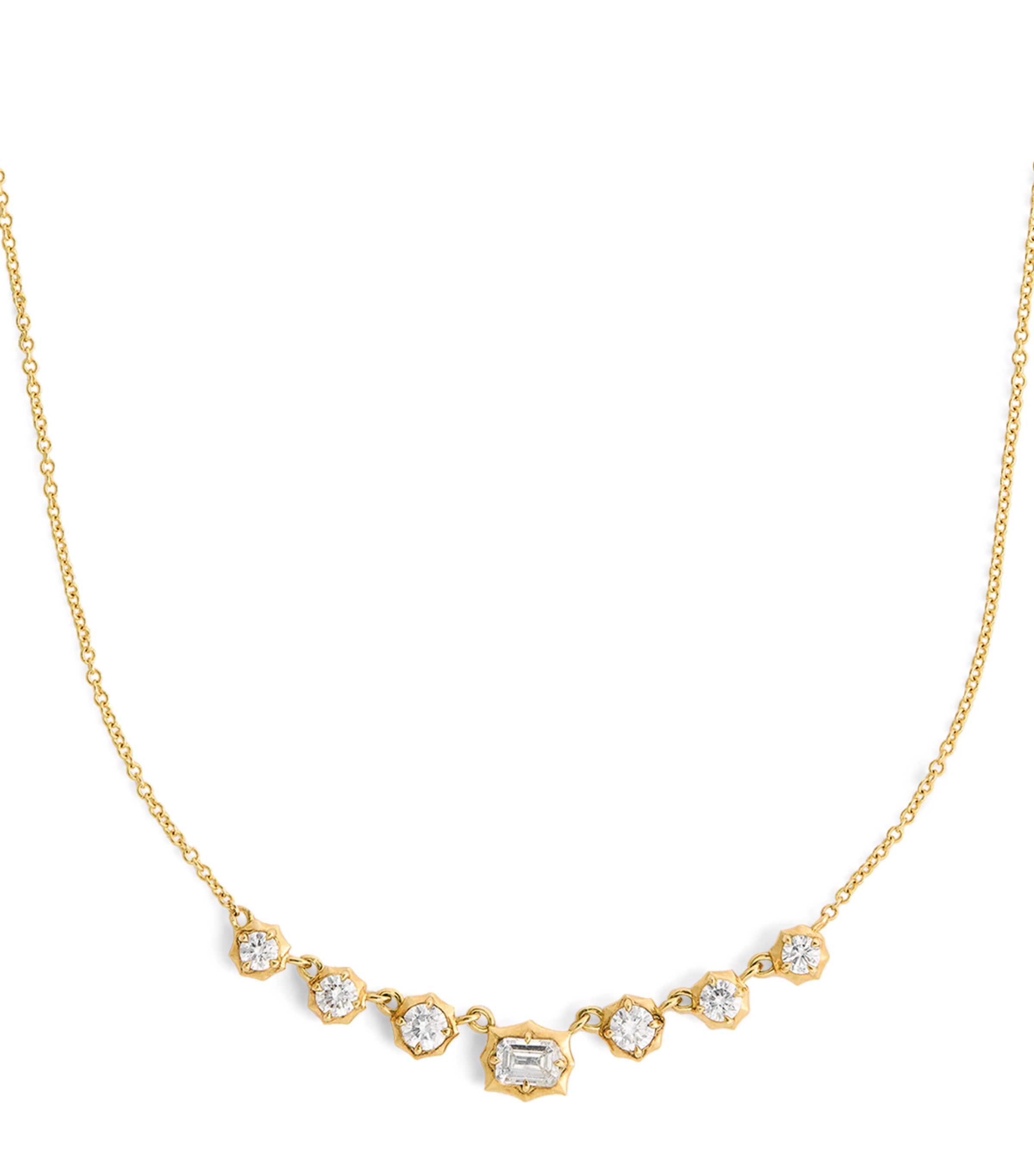 Small Yellow Gold and Diamond Penelope Vanguard Necklace