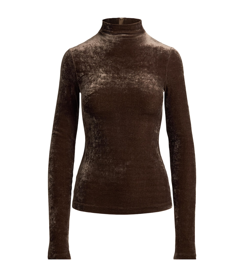 Ralph Lauren Collection Womens Velour Ilene Top Taupe
