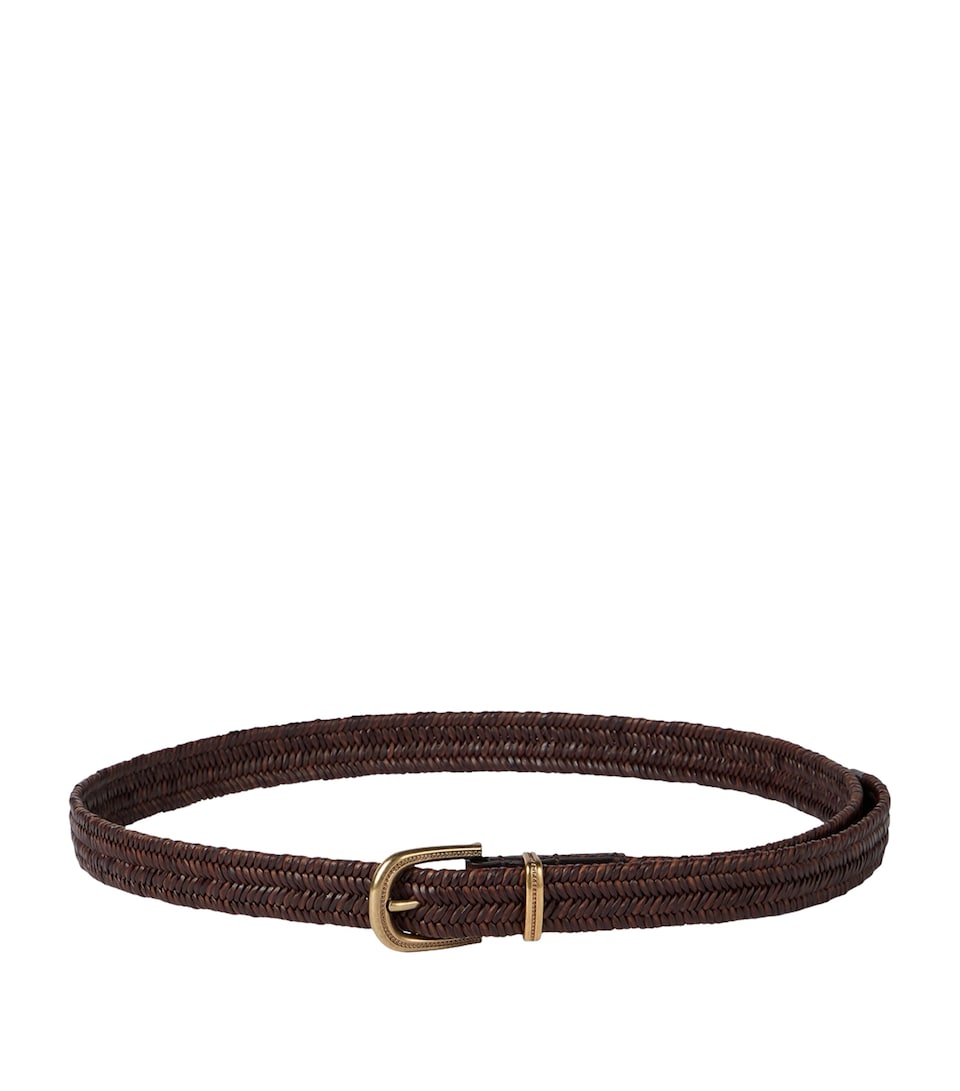 Brunello Cucinelli Leather-Blend Braided Belt Cmiel