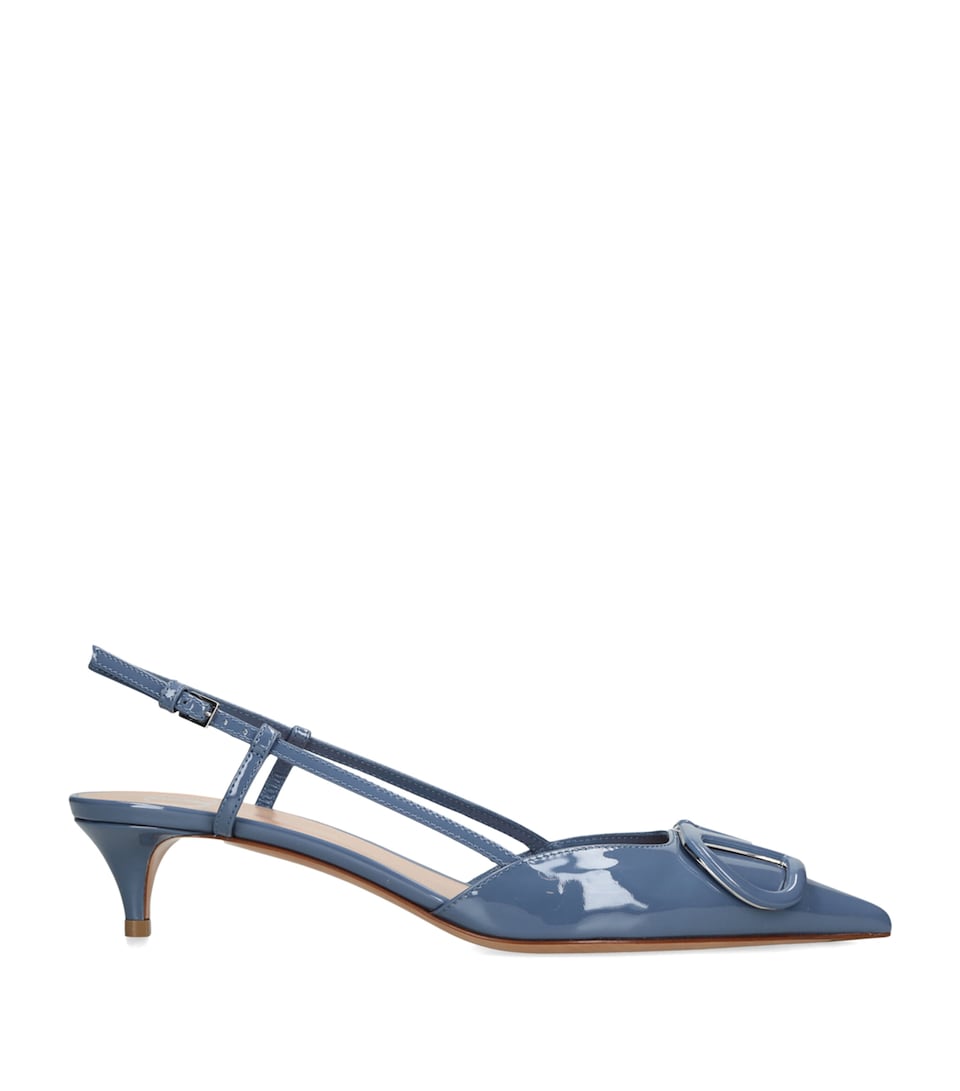 Valentino Garavani Leather VLogo Slingback Pumps 40 Blue