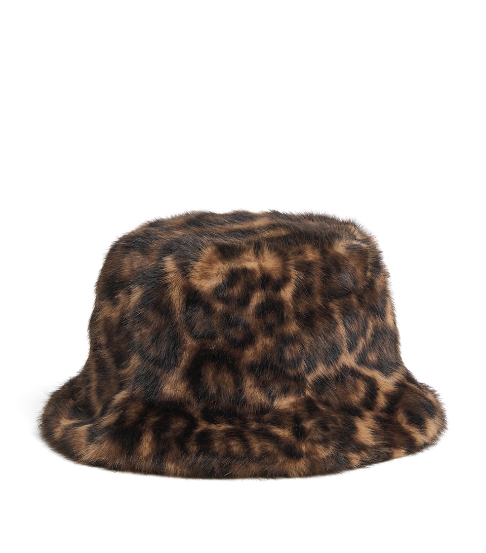 Faux Fur Leopard Bucket Hat