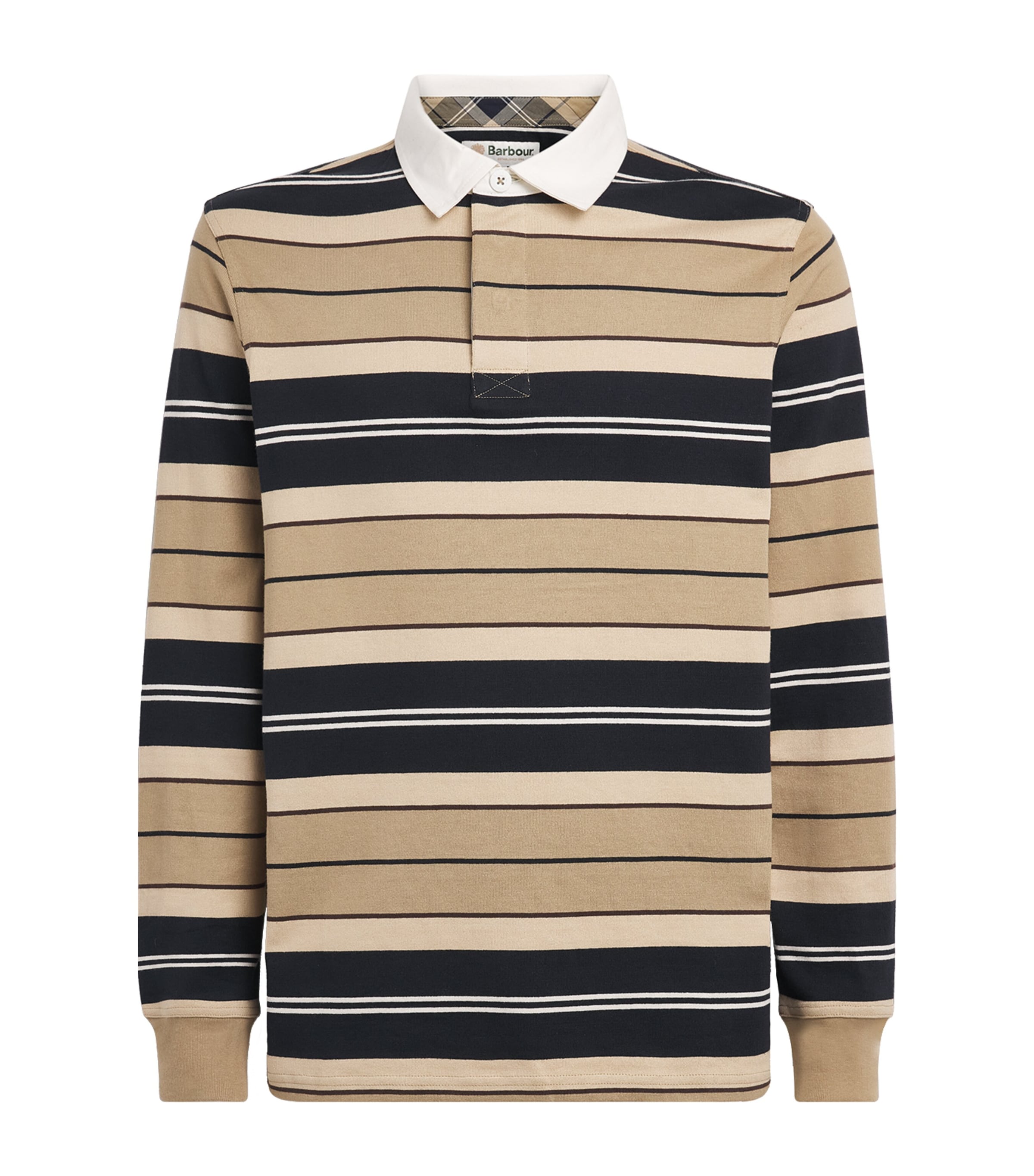 Barbour Mens Cotton Stripe Frith Rugby Polo Shirt Stone