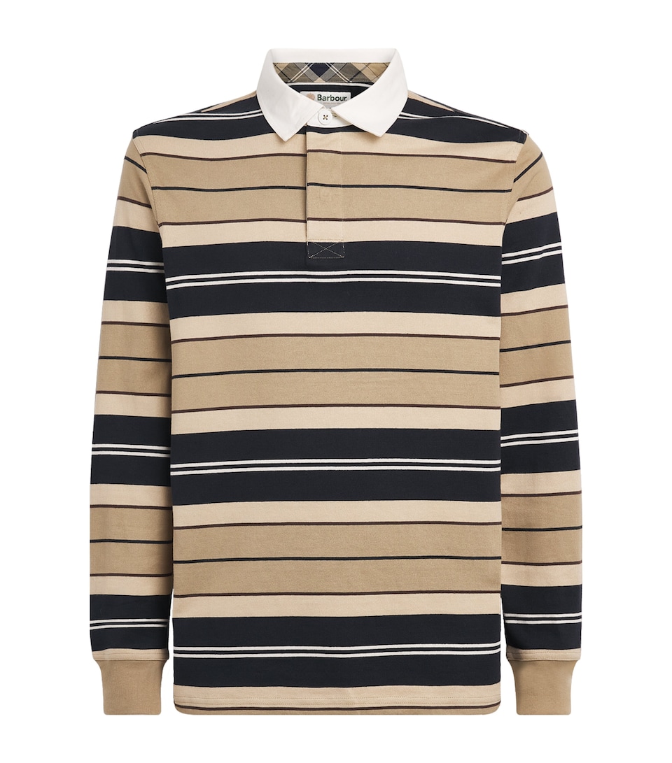 Barbour Mens Cotton Stripe Frith Rugby Polo Shirt Stone