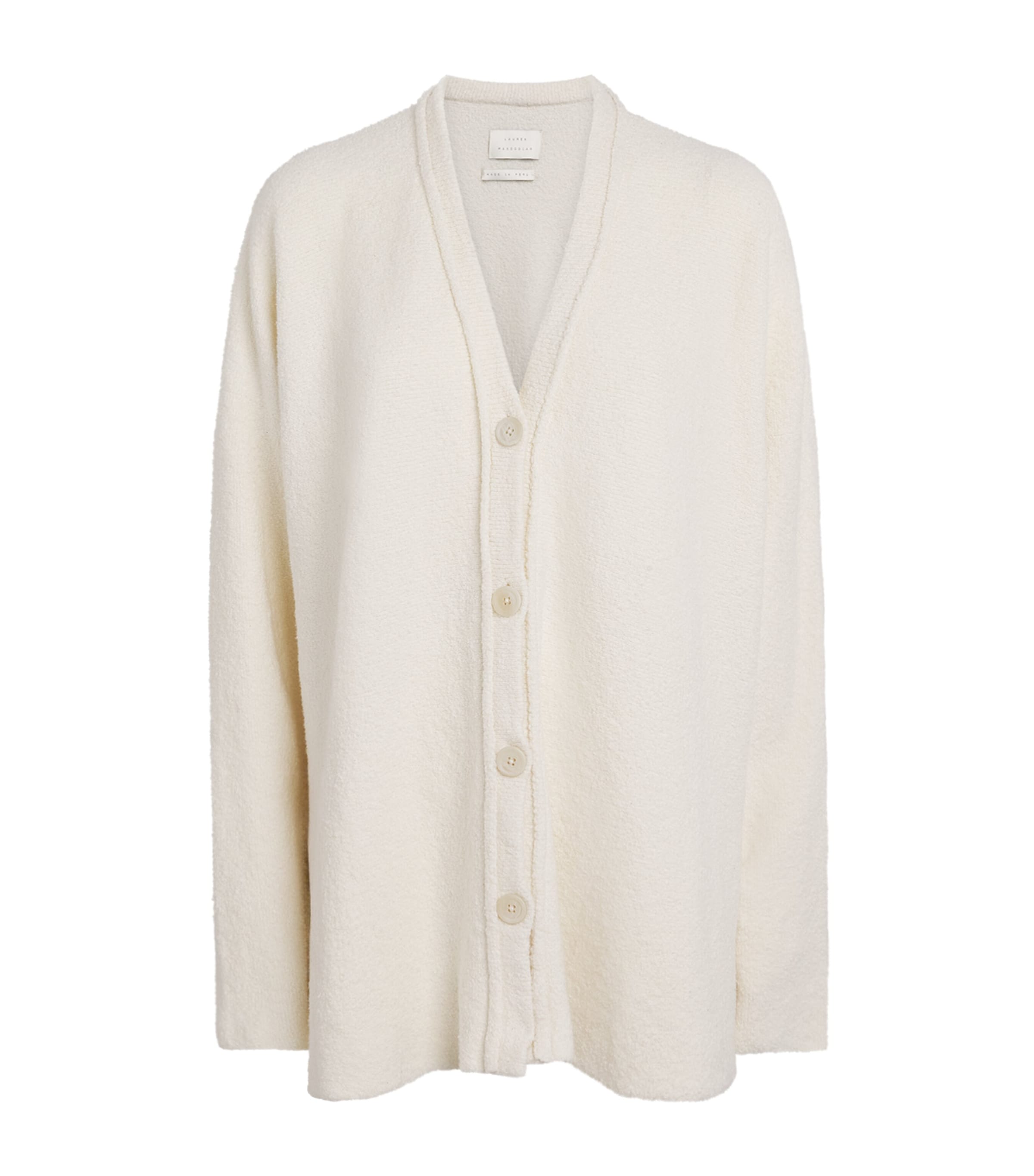 Lauren Manoogian Womens Pima Cotton-Blend Uzbek Cardigan White