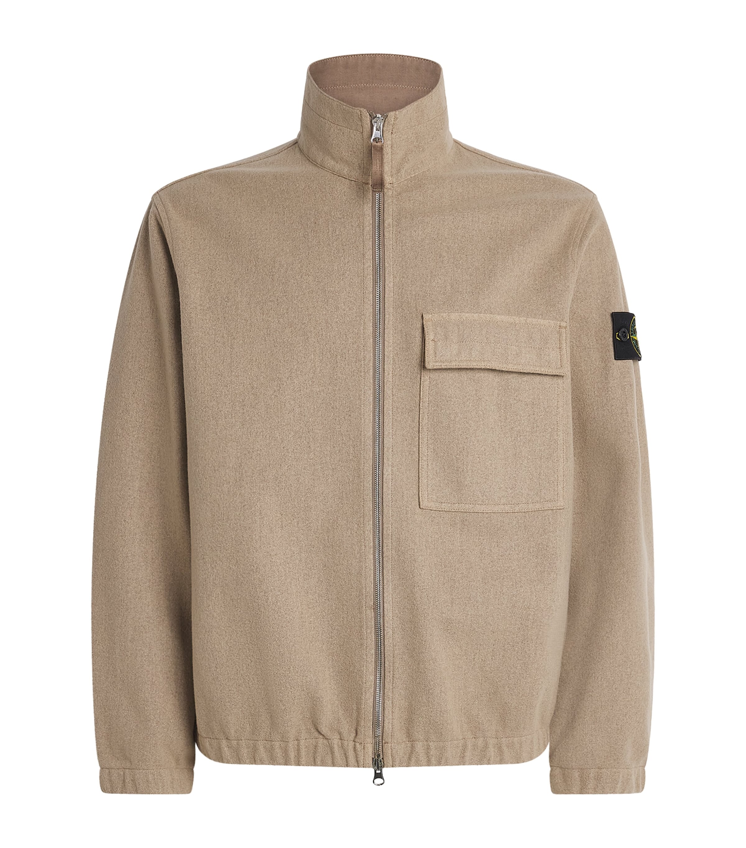 Stone Island Mens Virgin Wool-Blend Zip-Up Overshirt