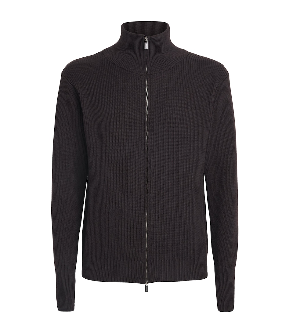 Barena Mens Virgin Wool Rib-Knit Zip-Up Cardigan Bruno