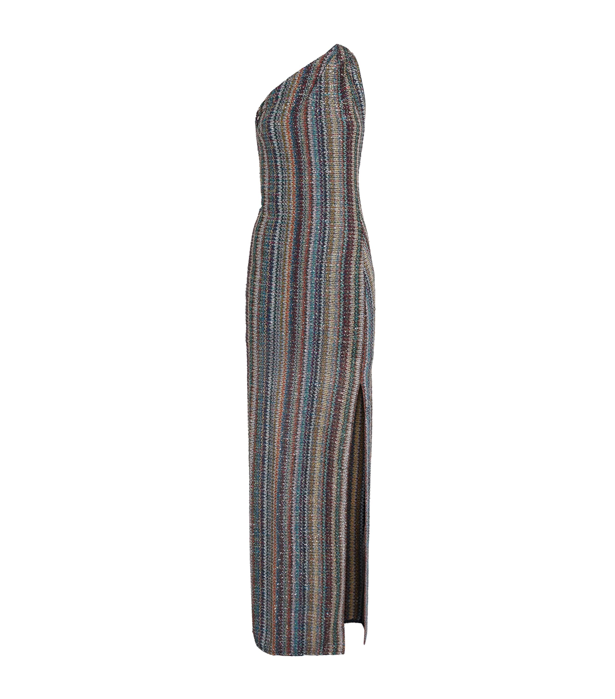 Missoni Womens Stripe One-Shoulder Maxi Dress Smsqw Multi B/r/bge