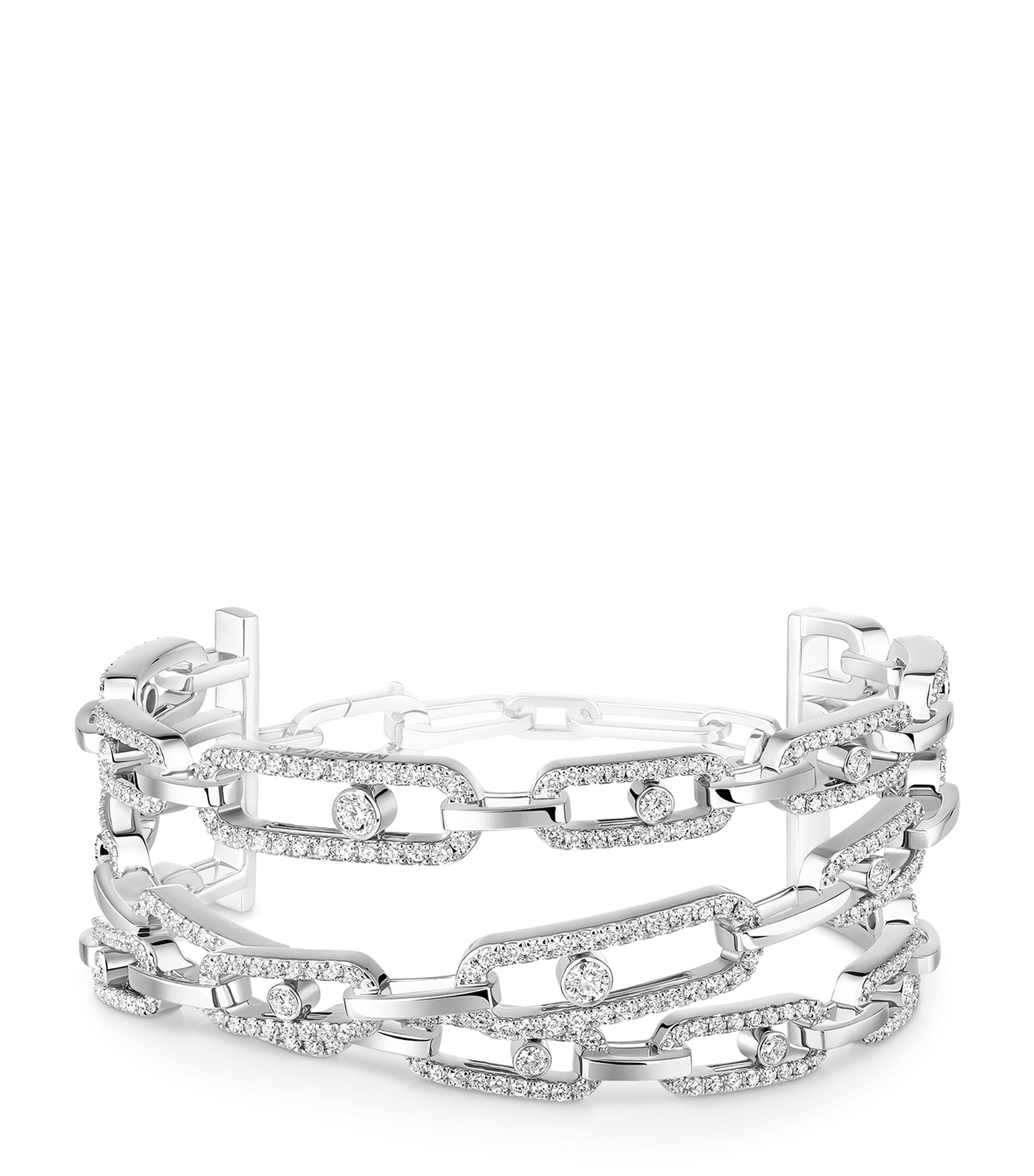 Messika Move Link White Gold and Diamond Multi-Row Cuff Bracelet White Gold