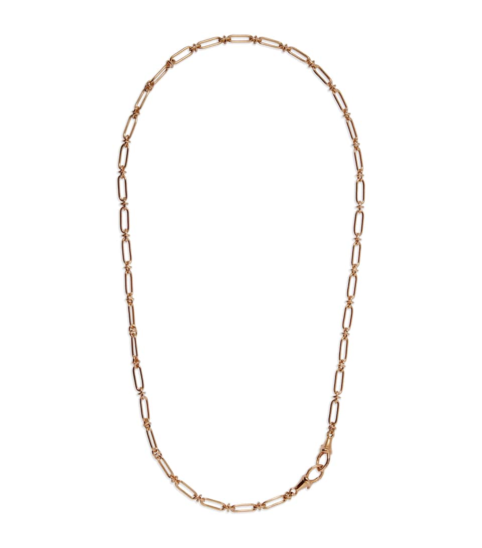 Yellow Gold Knuckle Classic Link Chain Necklace
