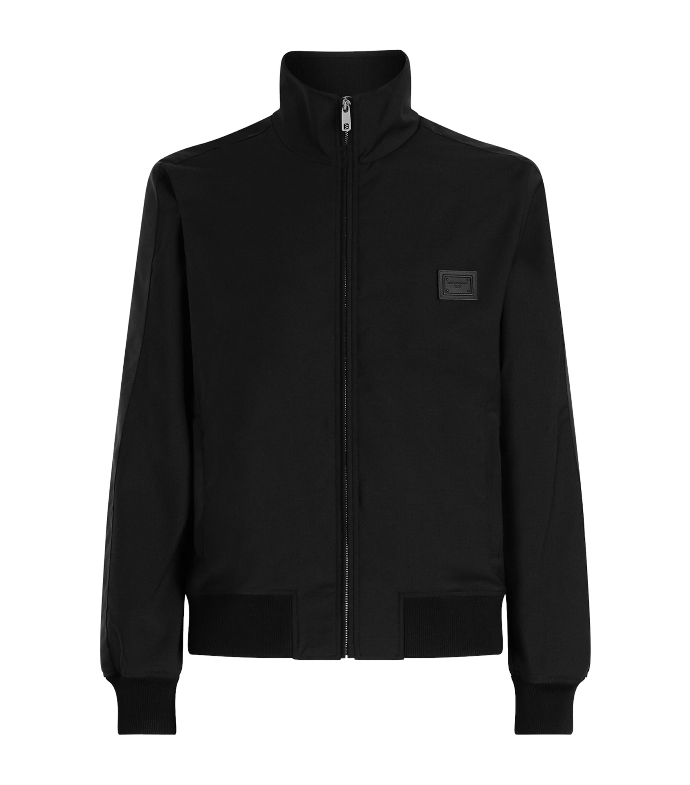 Dolce&Gabbana Mens Wool-Blend Canvas Zip-Up Jacket Black
