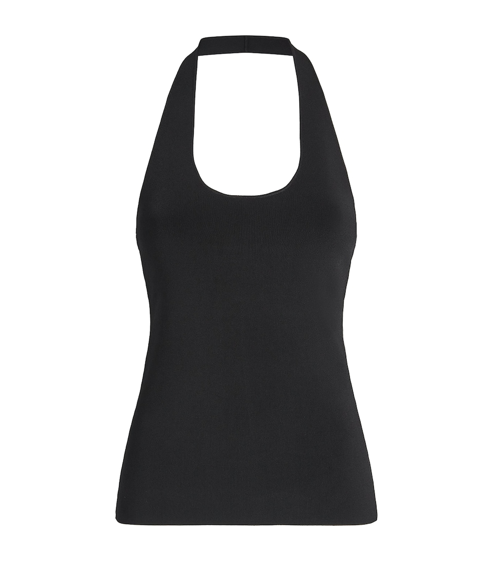 Theory Womens Ribbed Halterneck Top Black