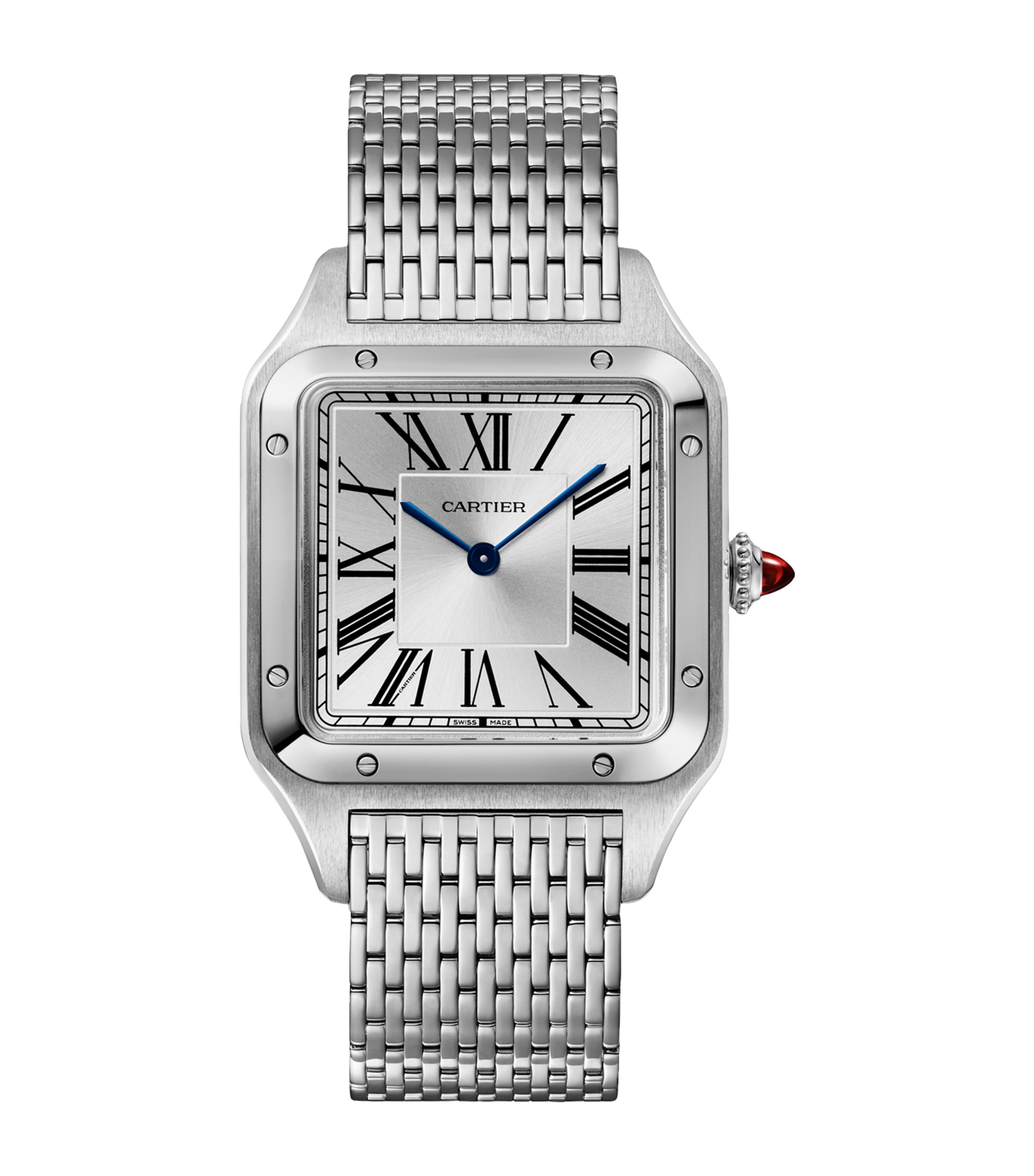Cartier Large Platinum Santos-Dumont Watch 31.4mm Yellow Gold