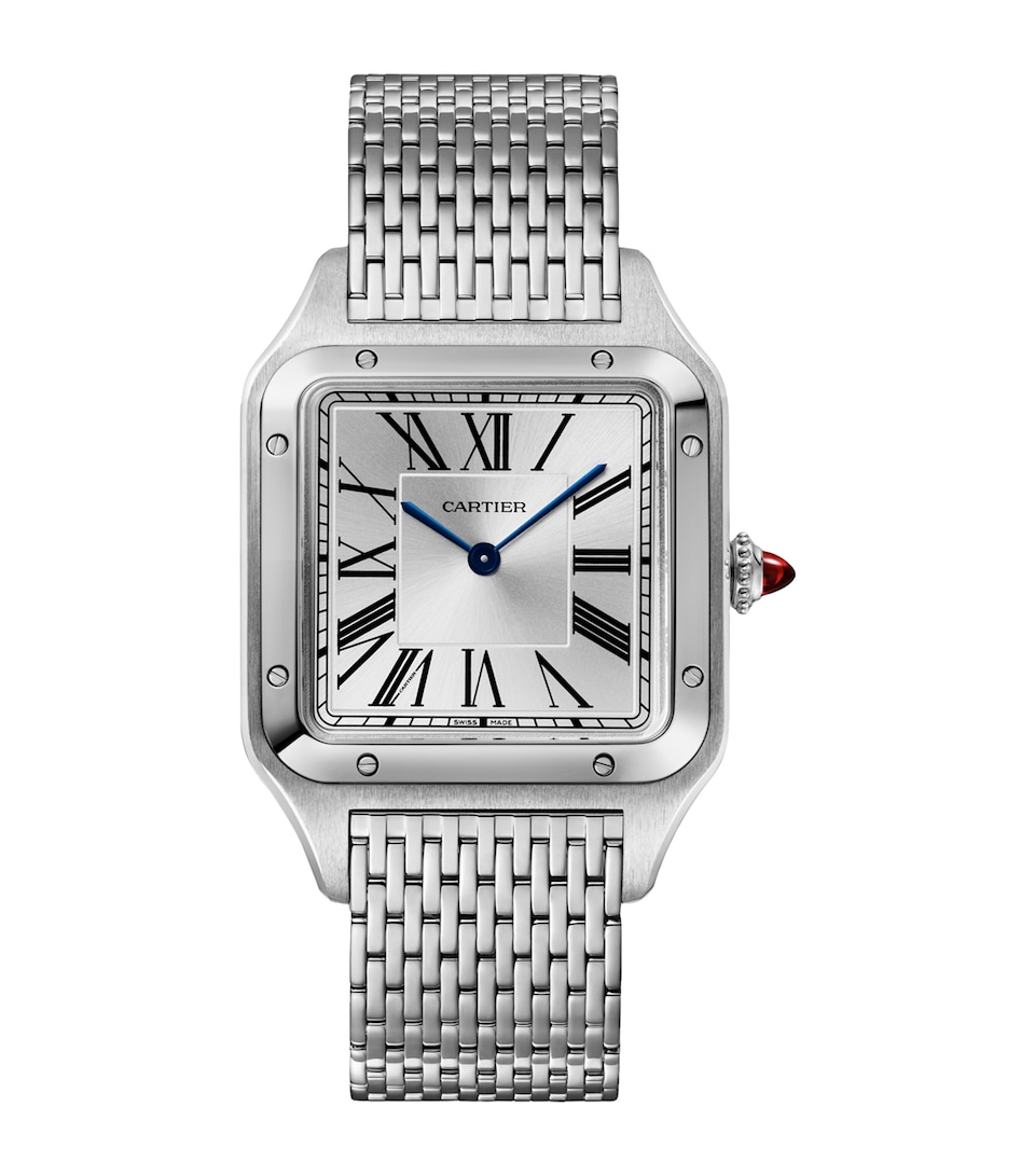 Cartier Large Platinum Santos-Dumont Watch 31.4mm Yellow Gold