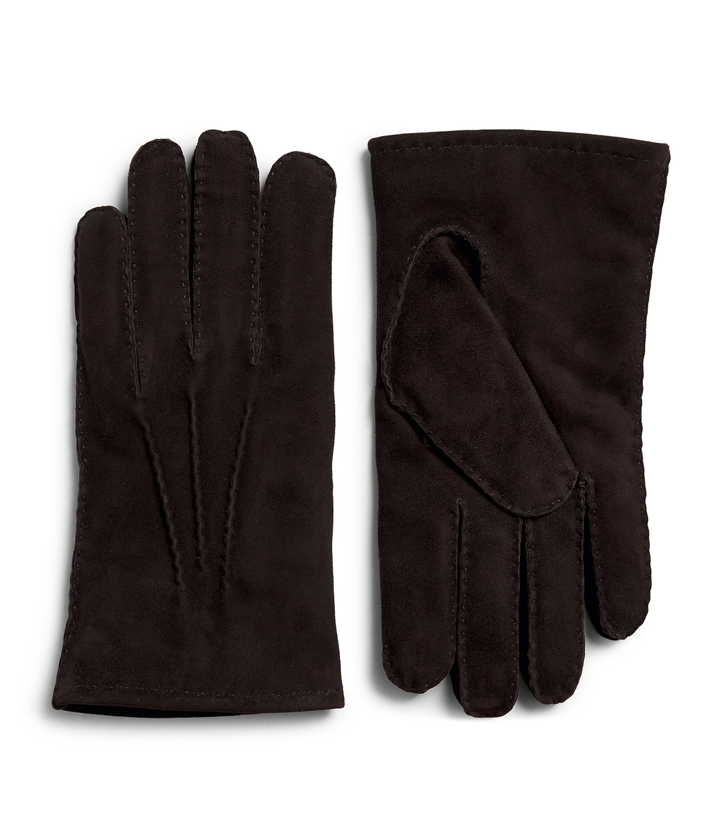 Hamerli Cashmere-Lined Suede Gloves Brown