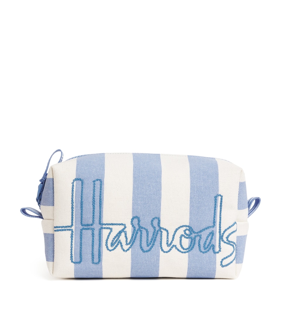 Cotton Stripe Logo Cosmetics Bag