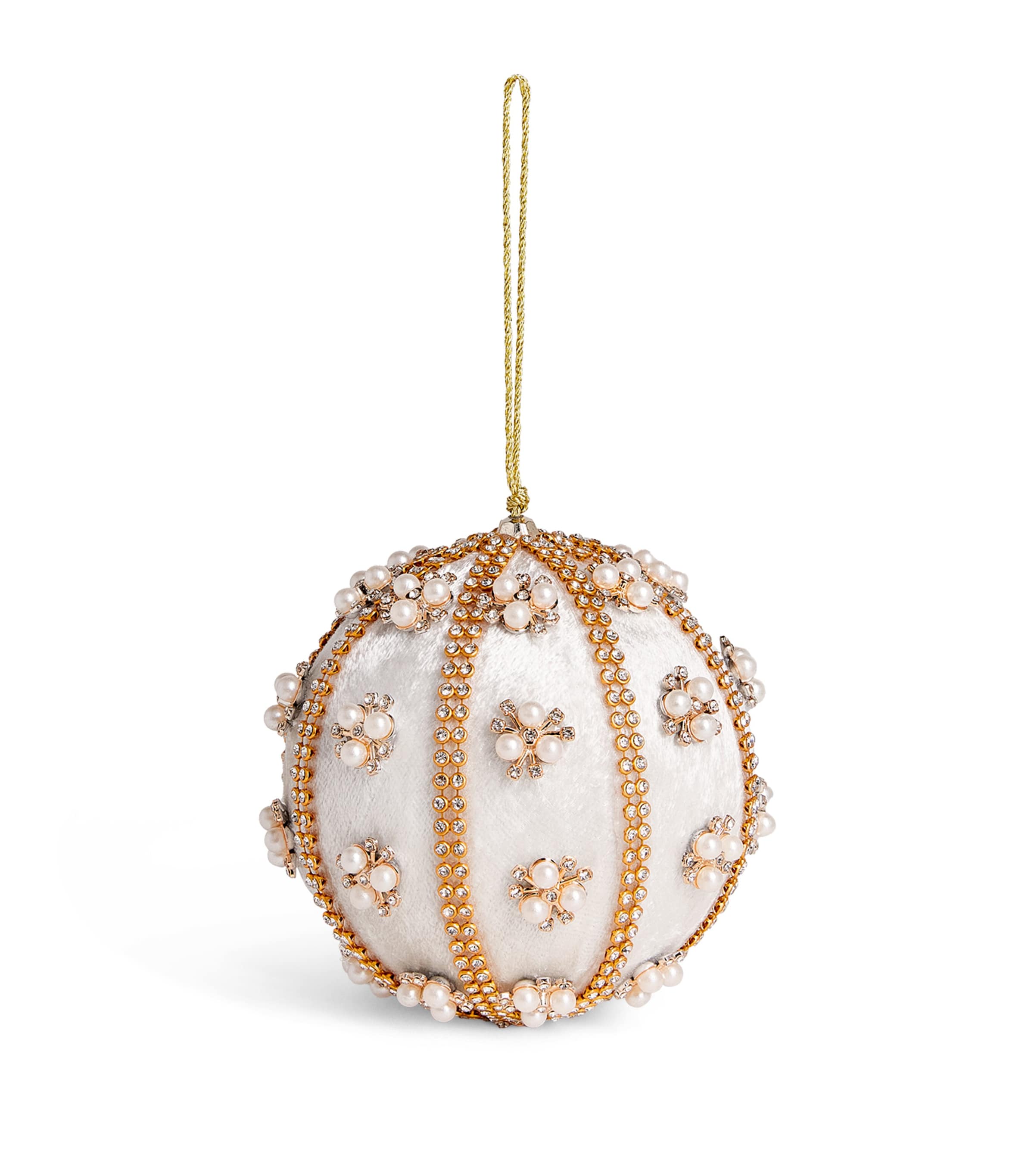 Tinker Tailor Crystal and Faux Pearl-Embellished Bauble Ivory & Silver